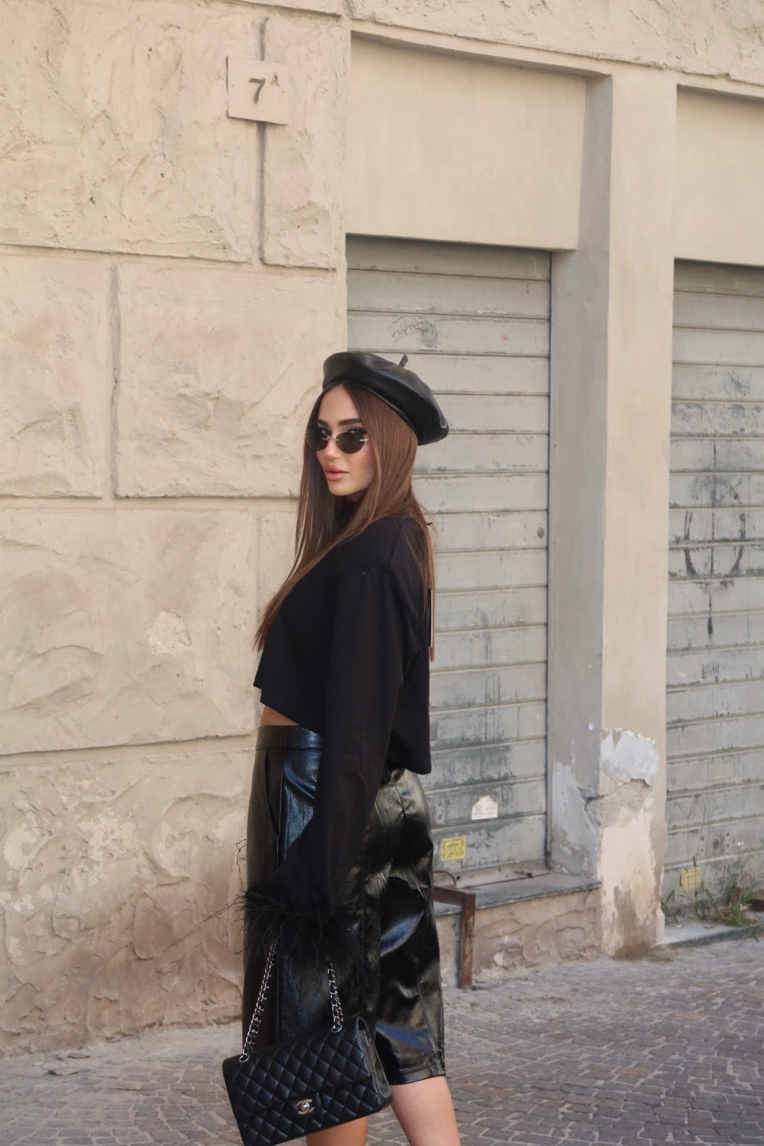 Maglia Crop spalline Plume