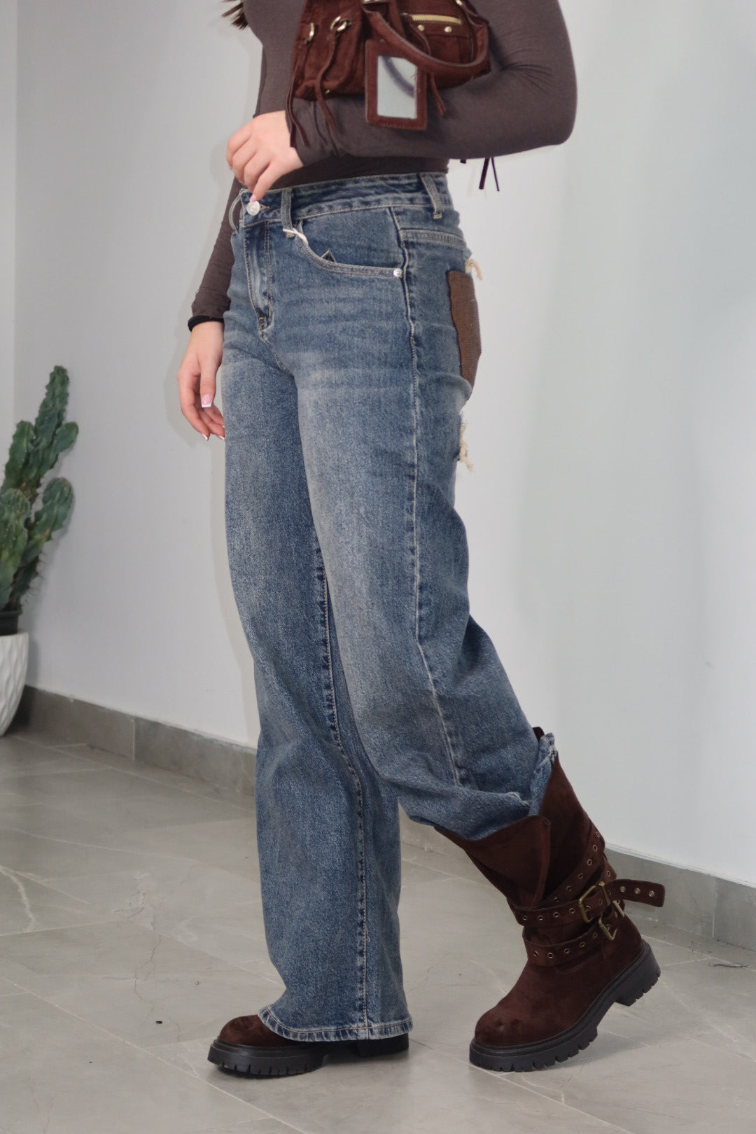 Jeans Brown Pocket