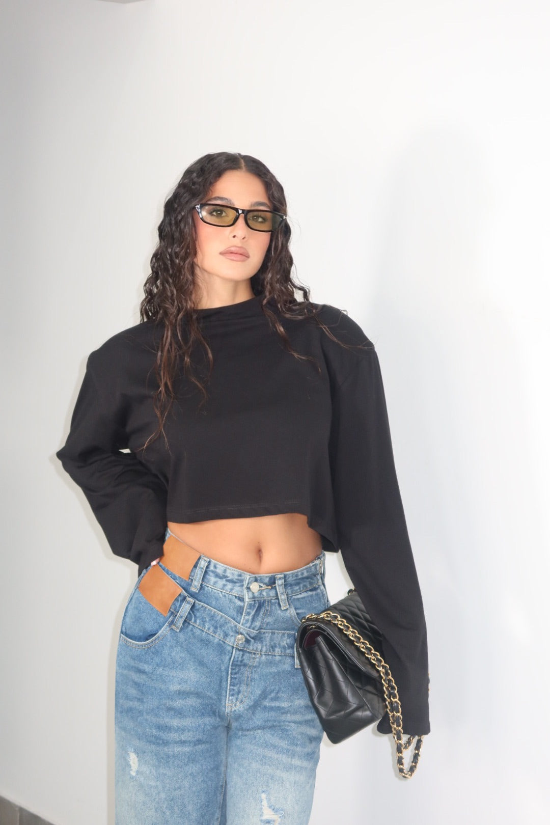 Longsleeve crop spalline