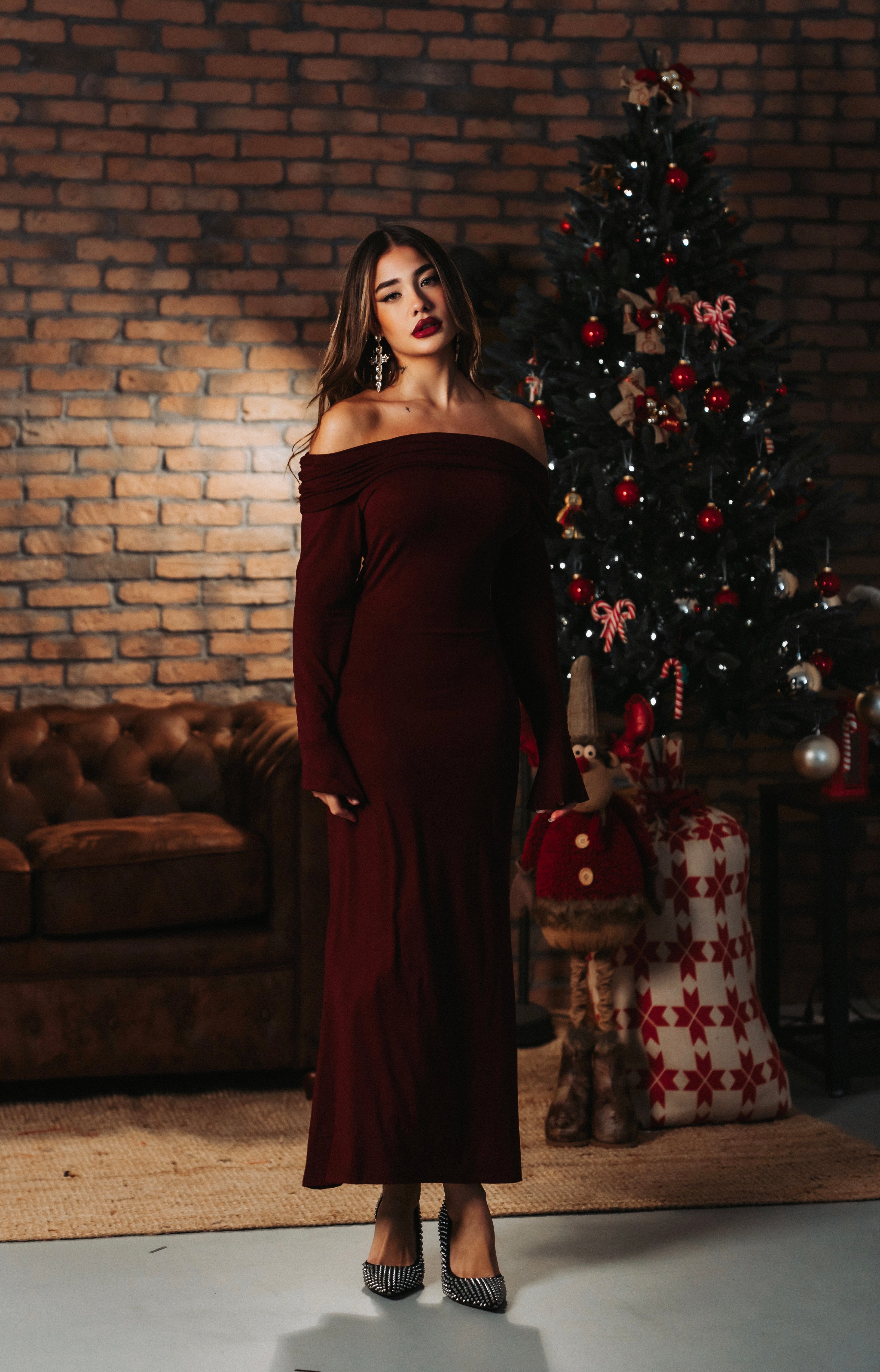 Maxi Dress “CHRISTMAS IN BURGUNDY”