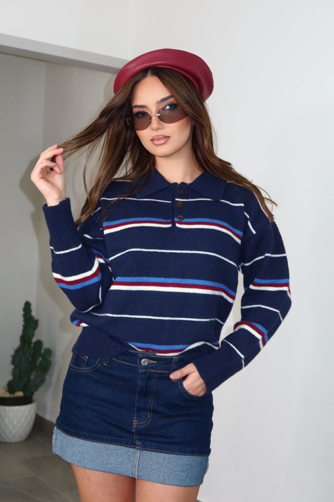 Pull Fabiola Blu e Marrone