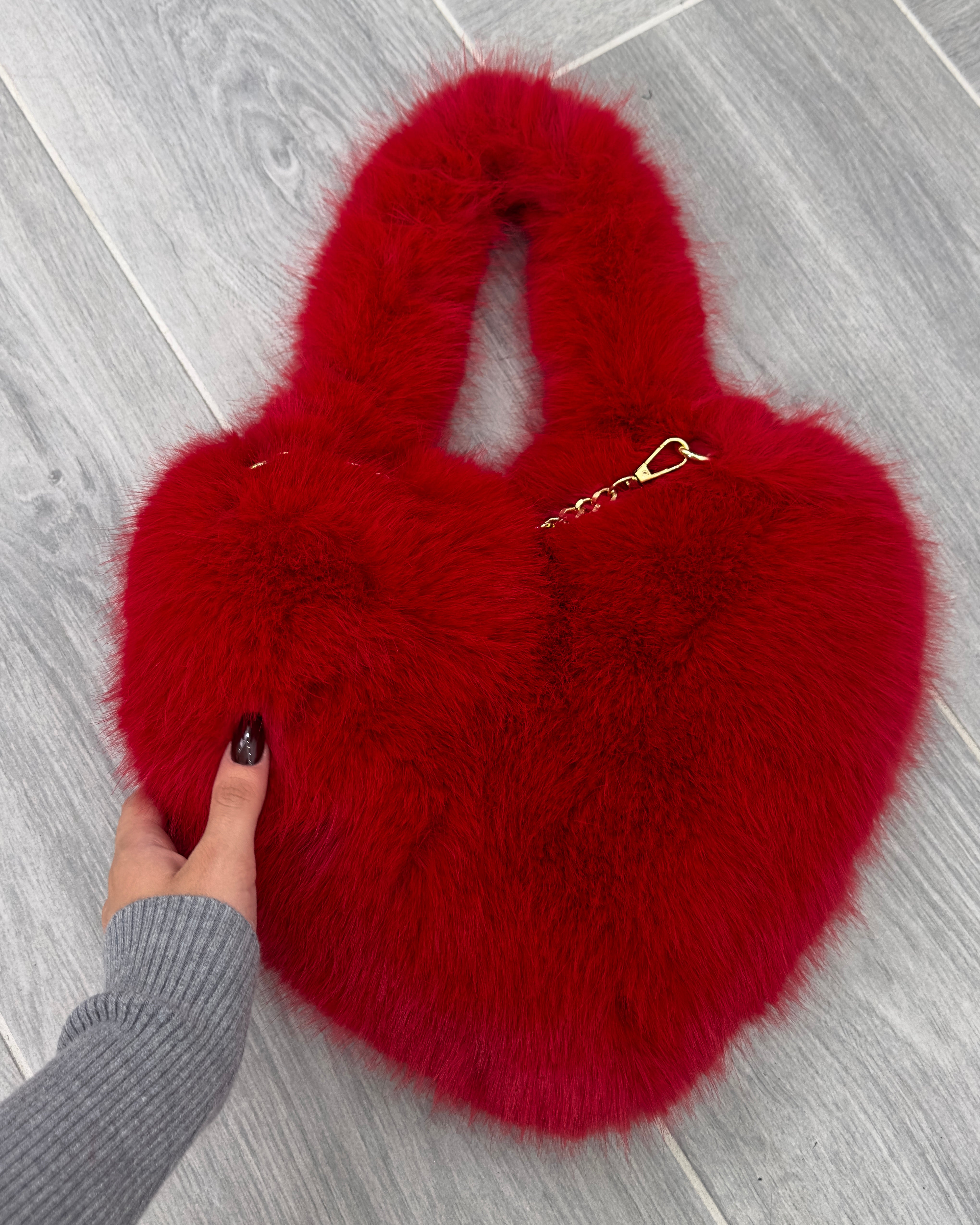 Bag Fluffy Heart Red