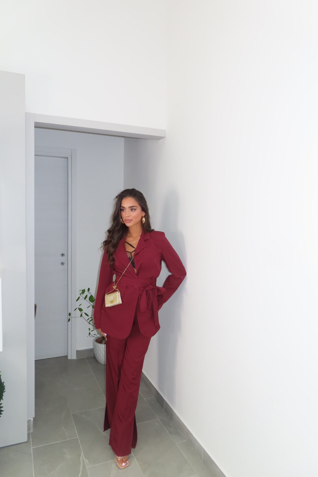 Tailleur Irina Bordeaux e Marrone