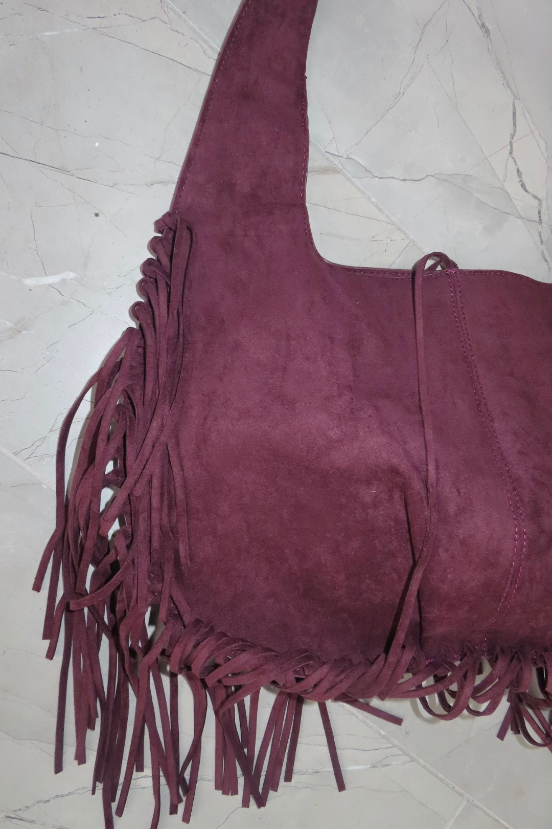 Borsa grande frange Marrone e Bordeaux
