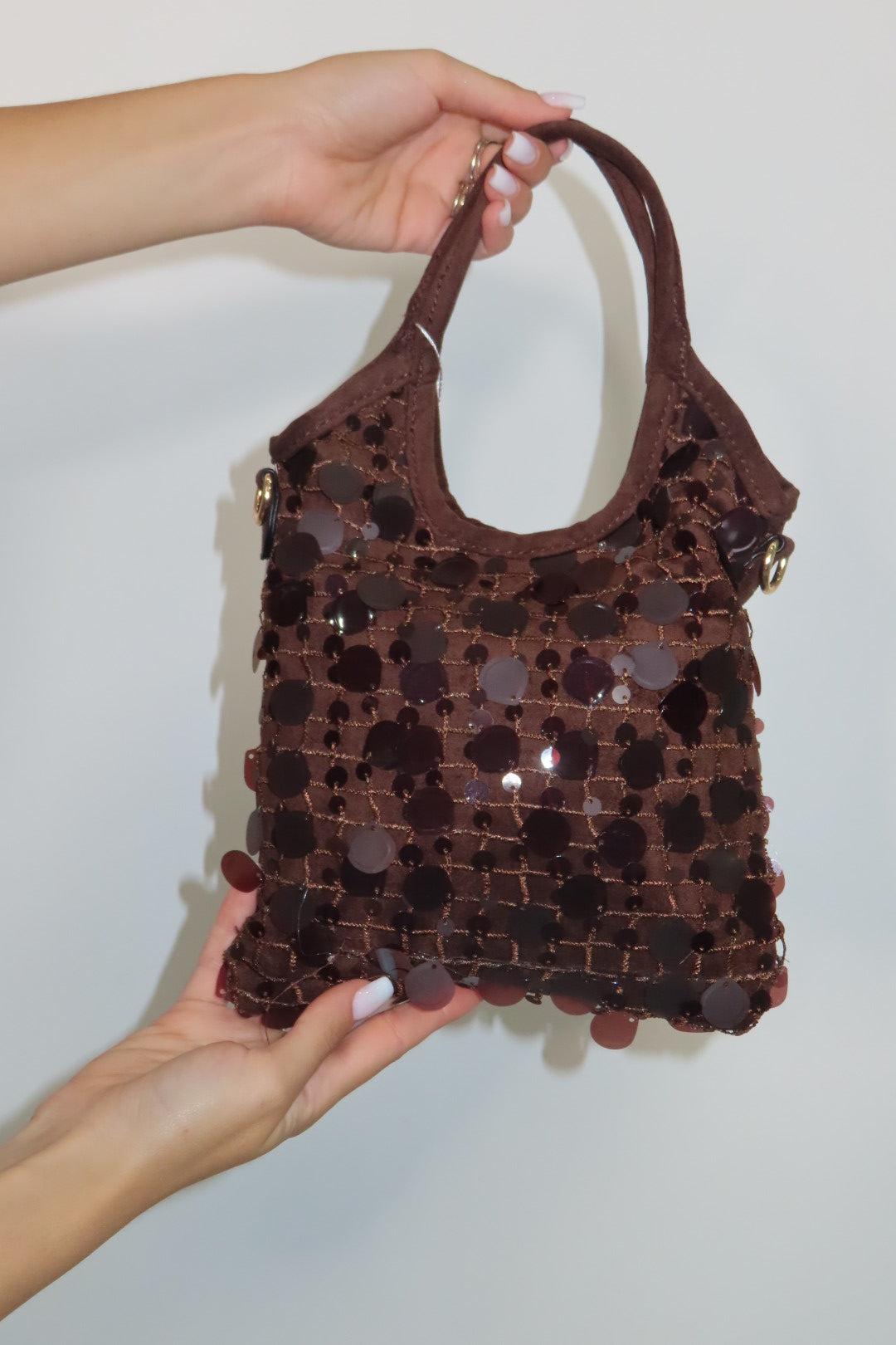 Mini Bag Pag Paillettes Marrone Bordeaux Nera