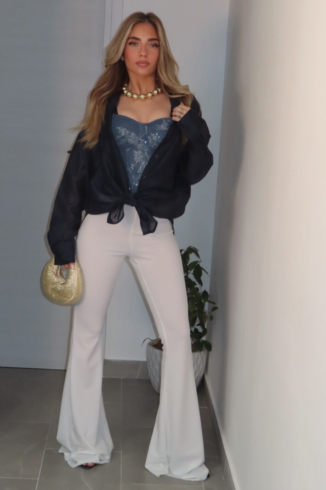Pantalone zampa Bianco