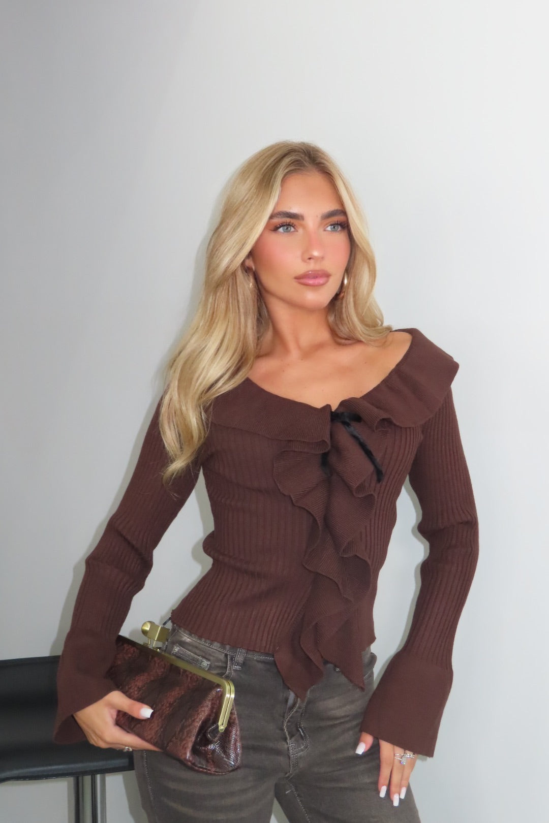 Maglia Cinzia Marrone Bordeaux nero bianco