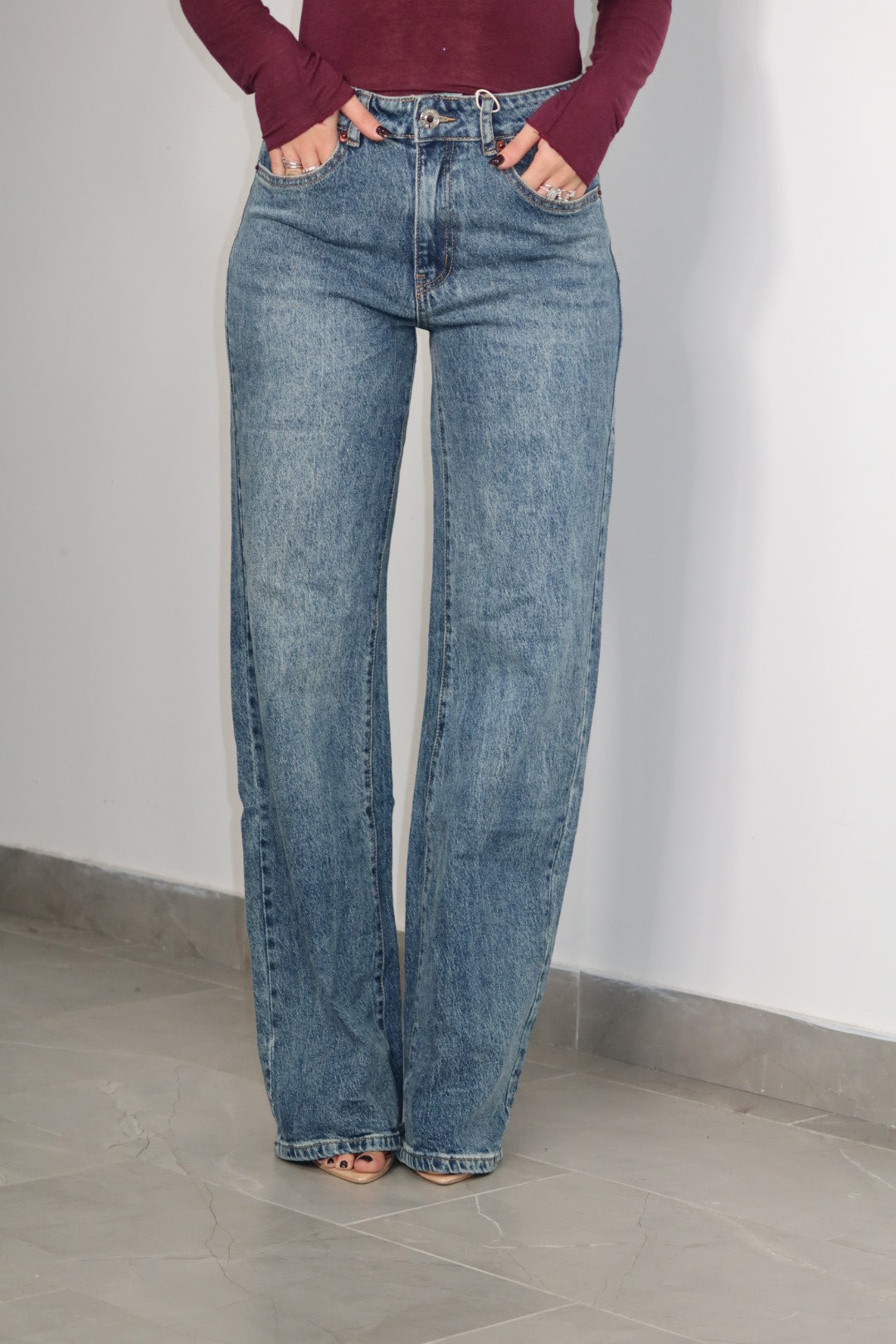 Jeans Burgundy Pocket