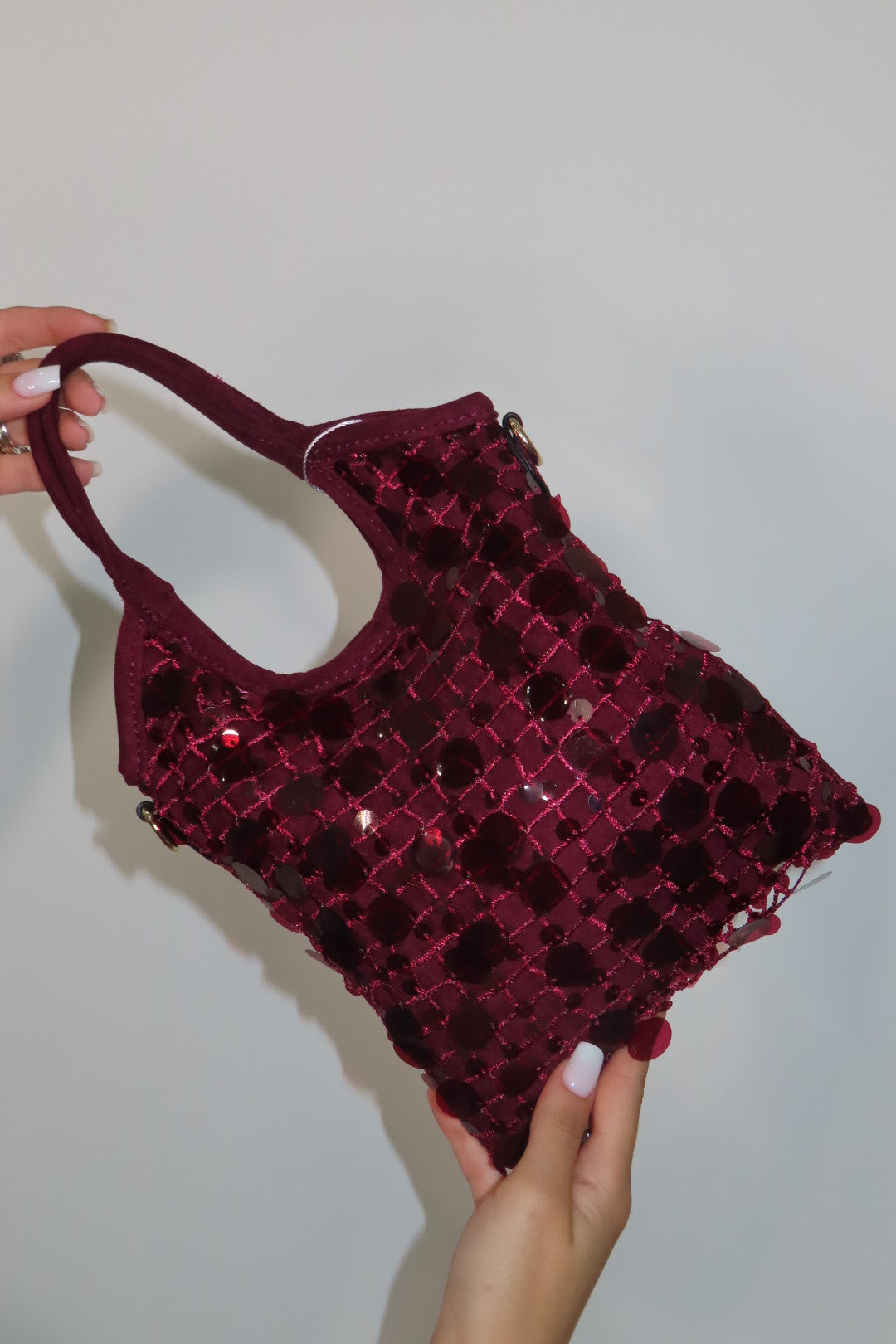 Mini Bag Pag Paillettes Marrone Bordeaux Nera