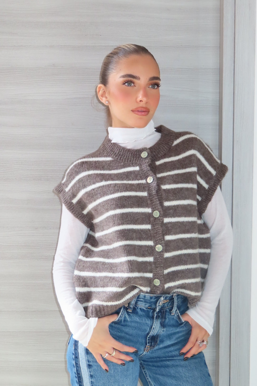 Gilet Lolita Rosa e Marrone Giallo Tortora