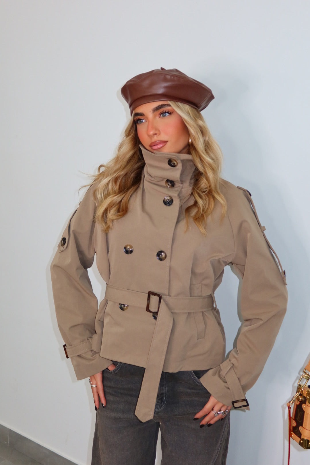 Trench storm nero beige verde e marrone