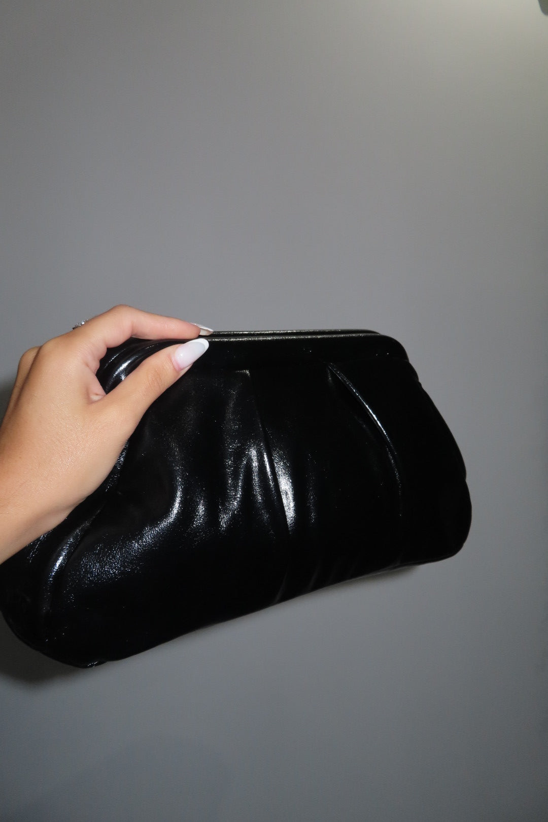 Clutch Con Tracolla Marrone Cuoio Bordeaux Nera