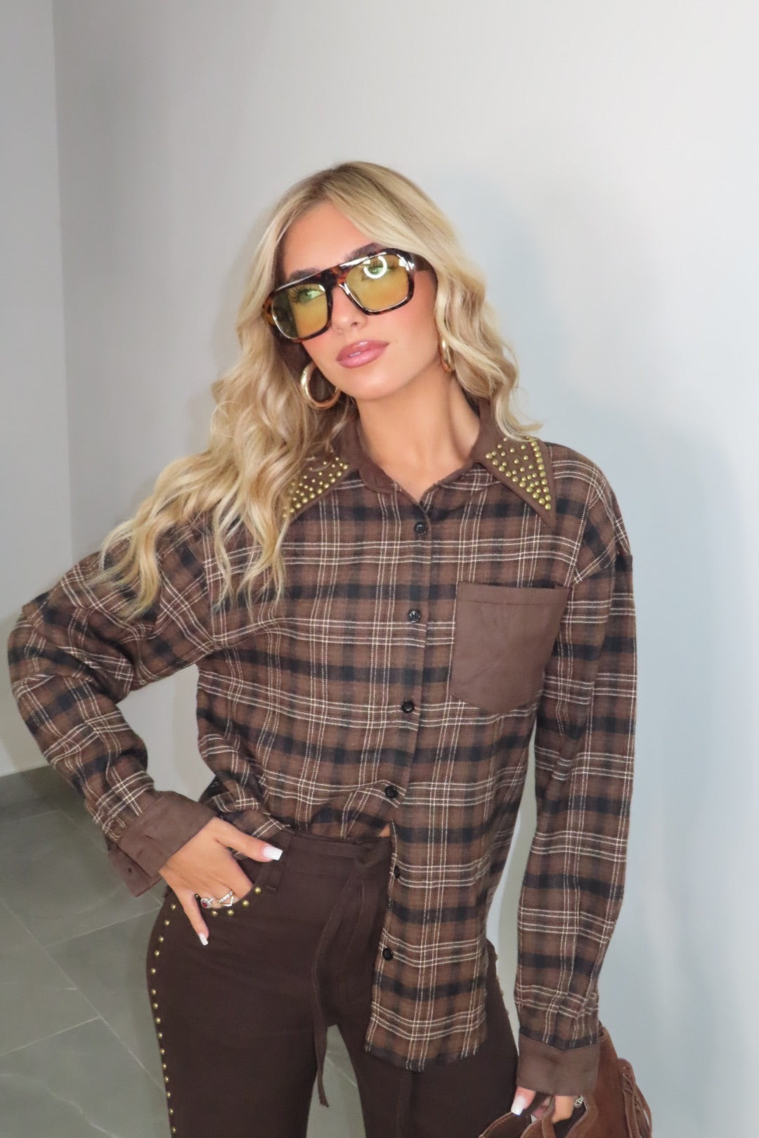 Camicia quadri Borchiette