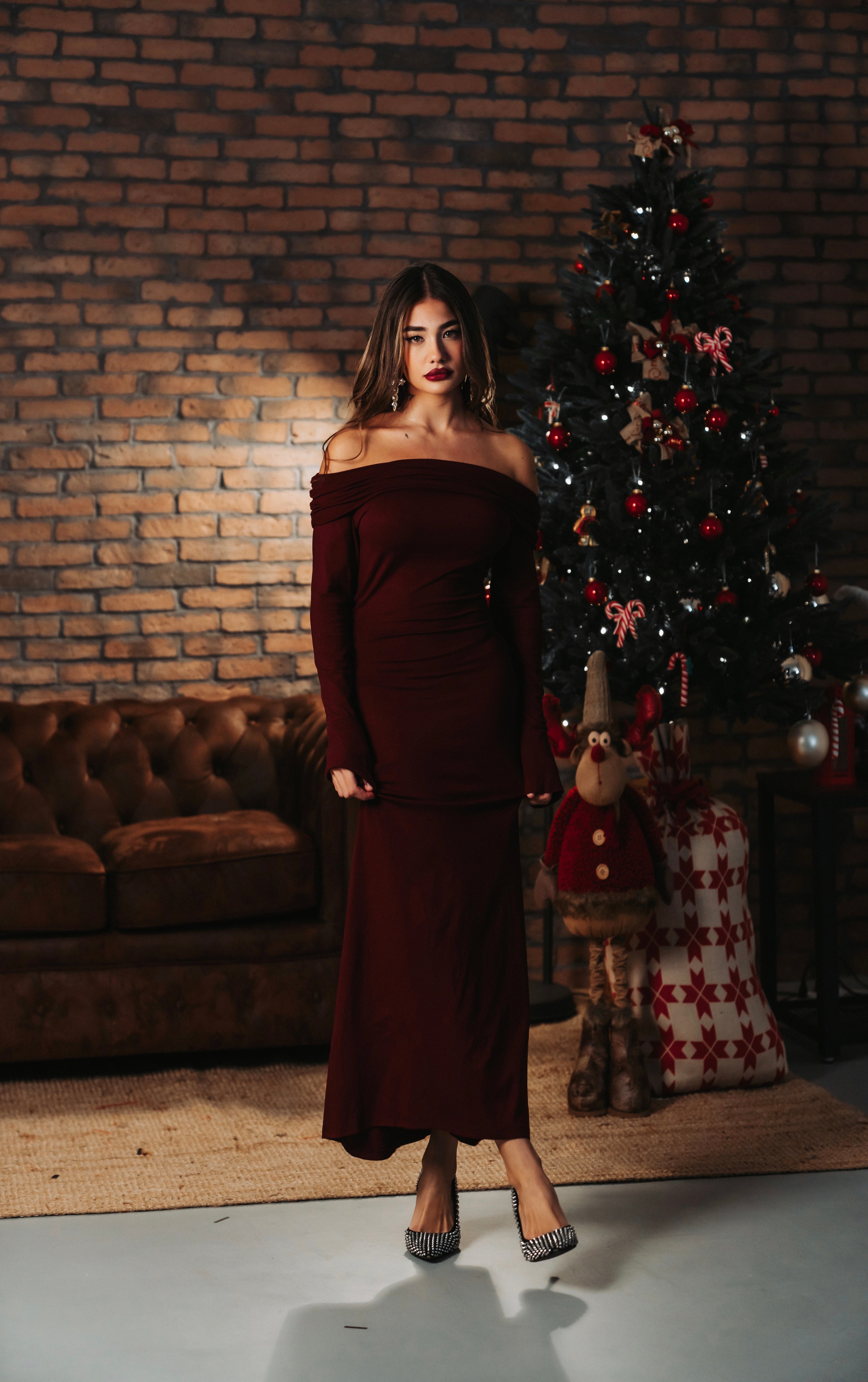 Maxi Dress “CHRISTMAS IN BURGUNDY”