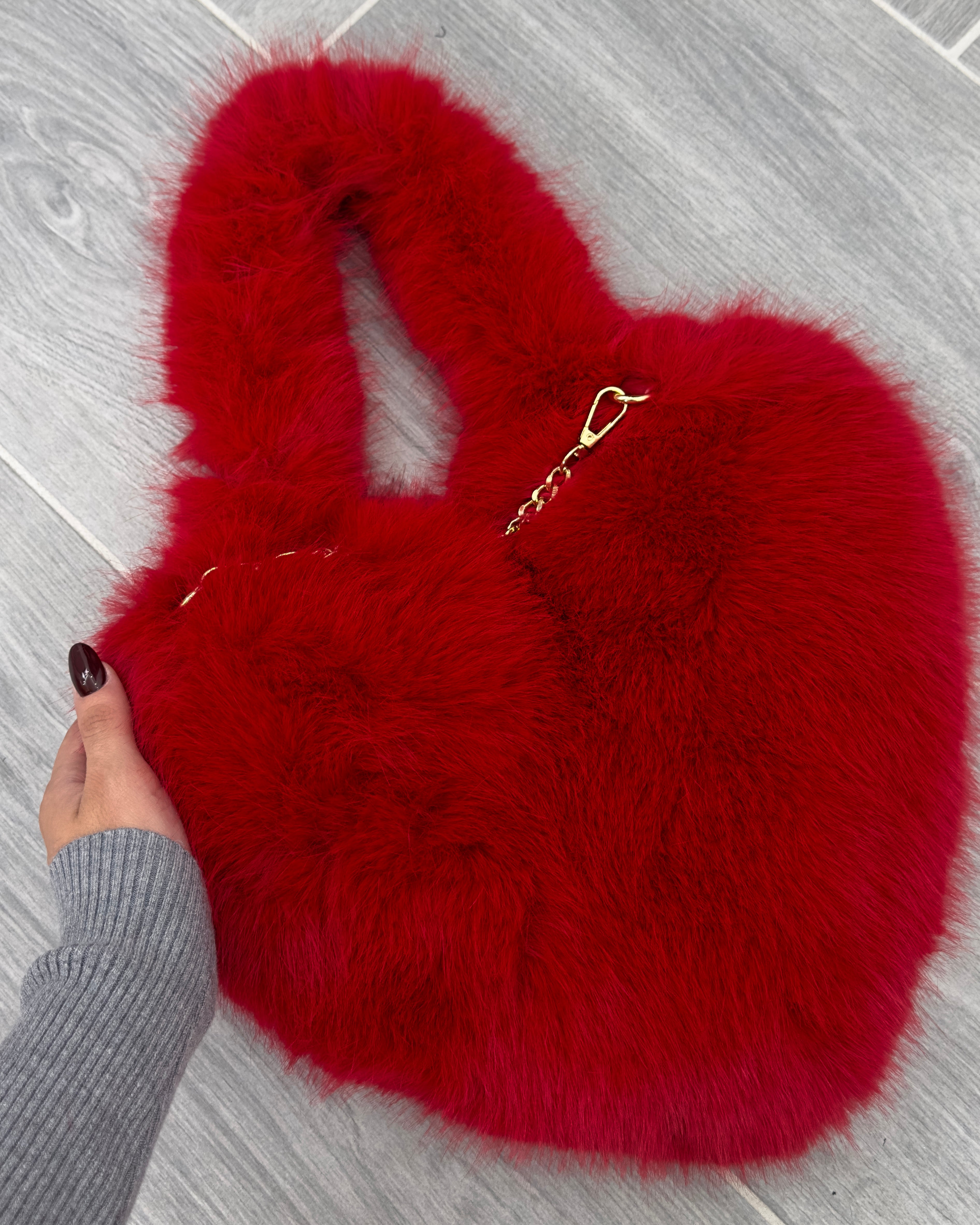 Bag Fluffy Heart Red