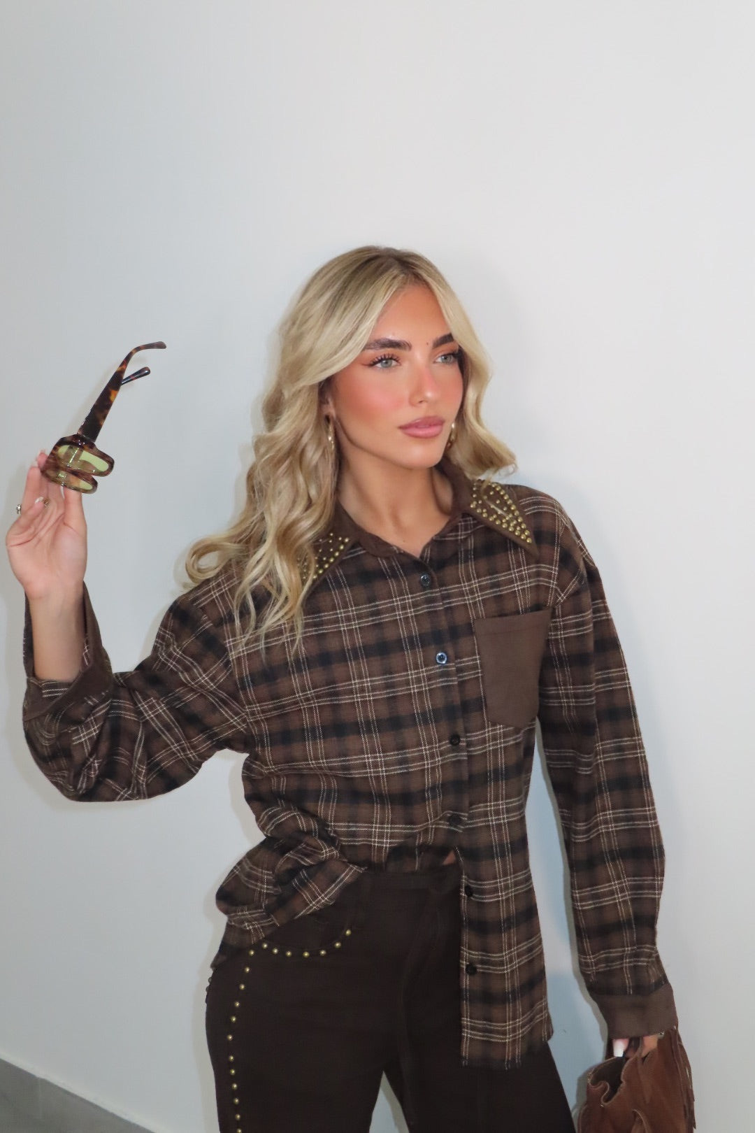 Camicia quadri Borchiette