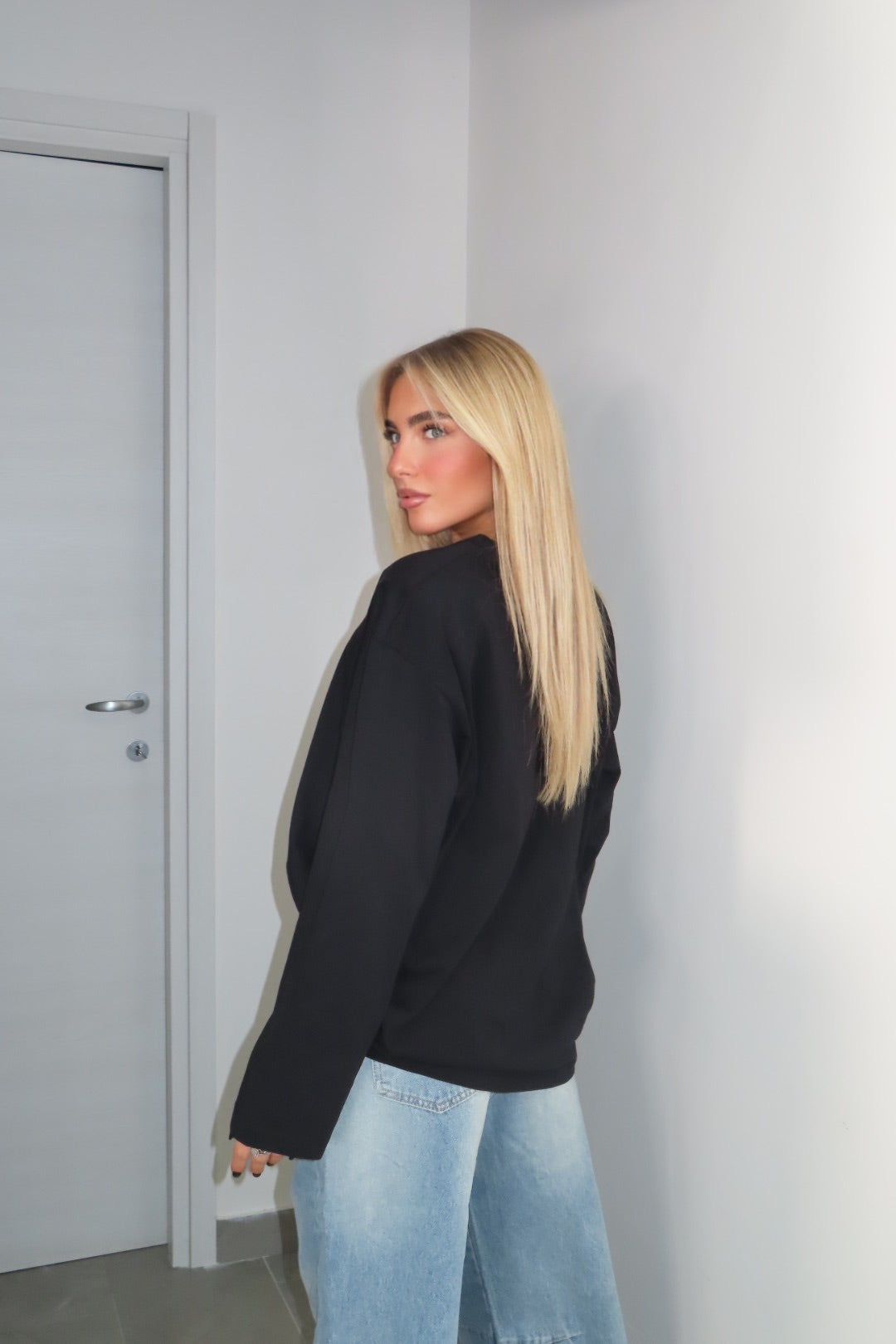 Maglia over spalline Just marrone e nera bianca