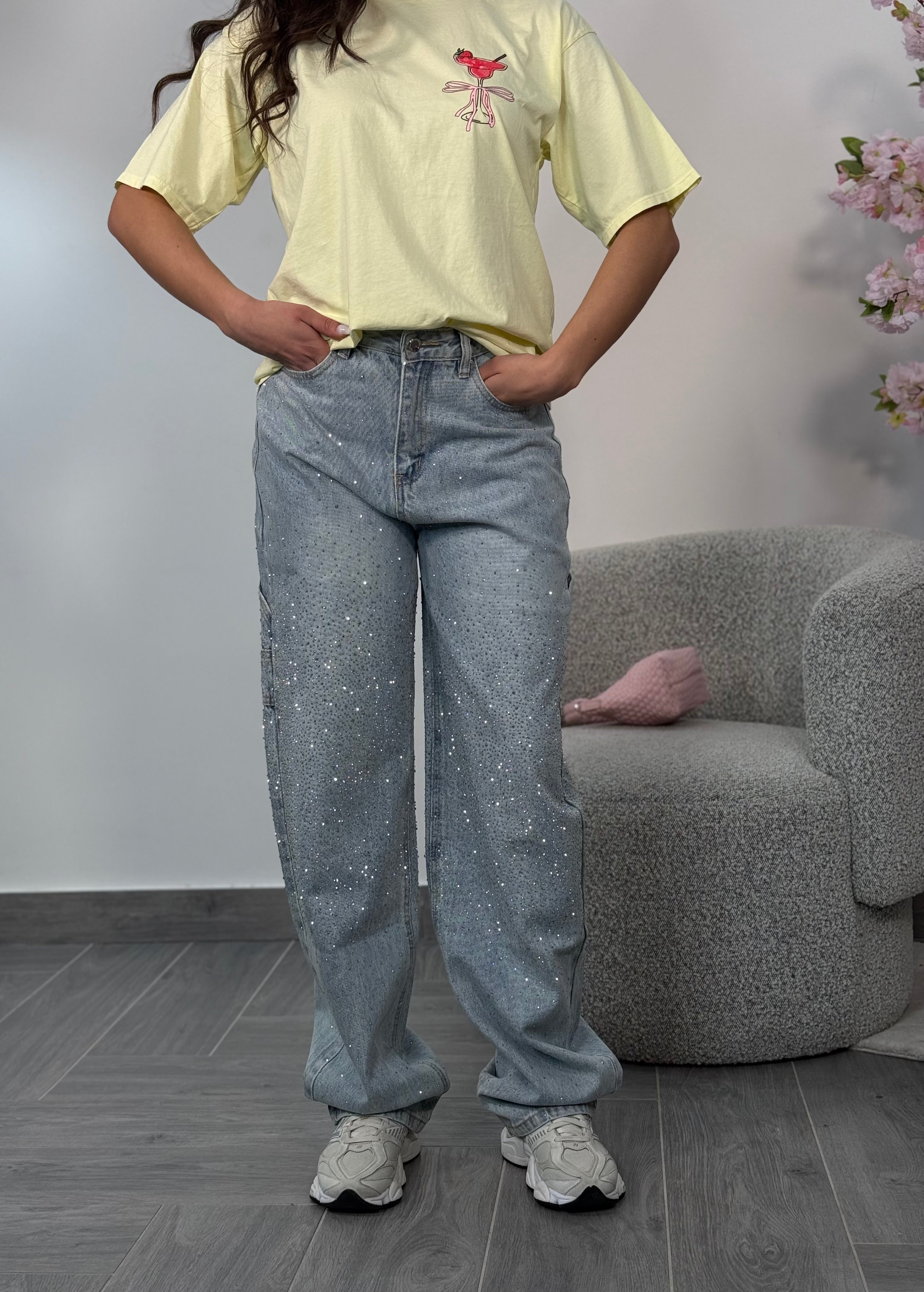 Jeans Yuka Balloon Chiaro Swarovski