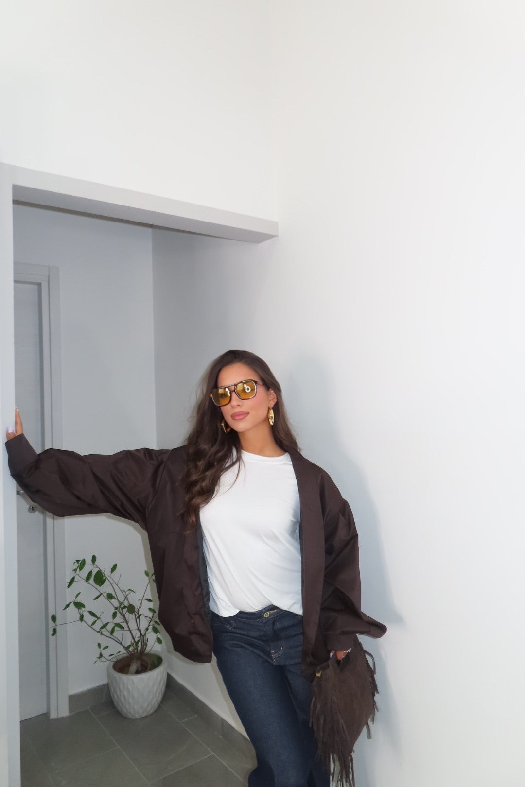 Bomber Anti vento Marrone e Bordeaux