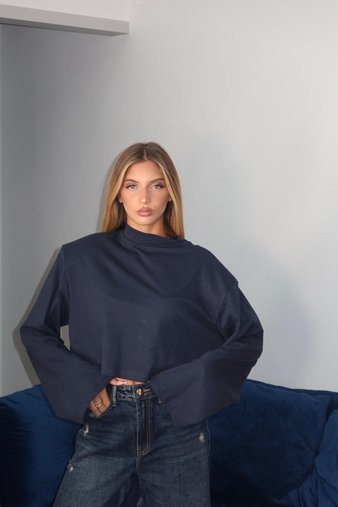 Longsleeve crop spalline