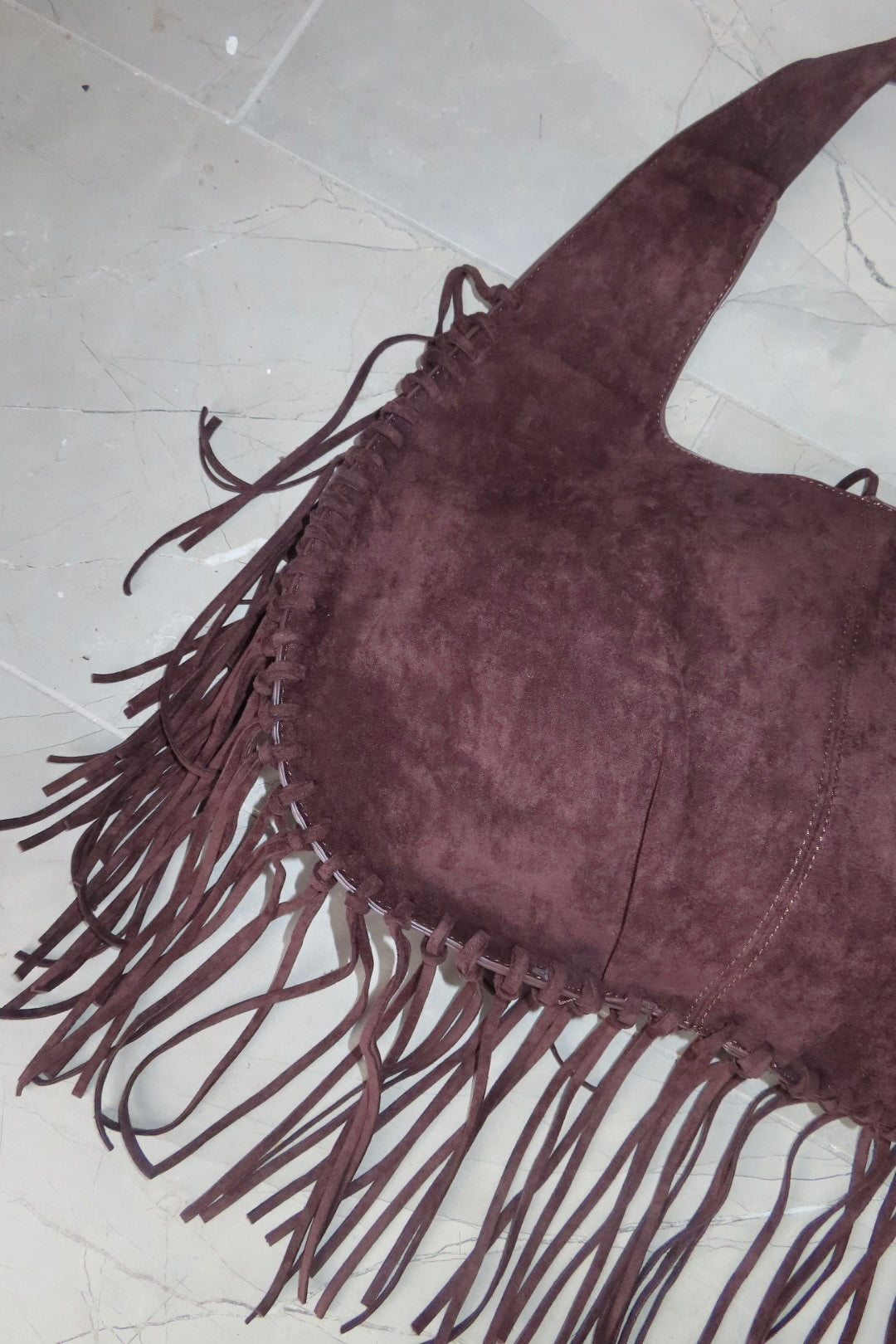 Borsa grande frange Marrone e Bordeaux