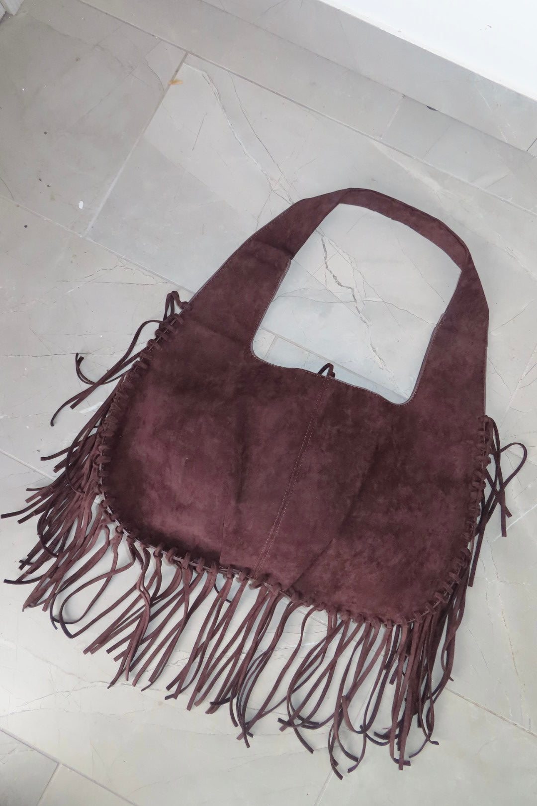 Borsa grande frange Marrone e Bordeaux