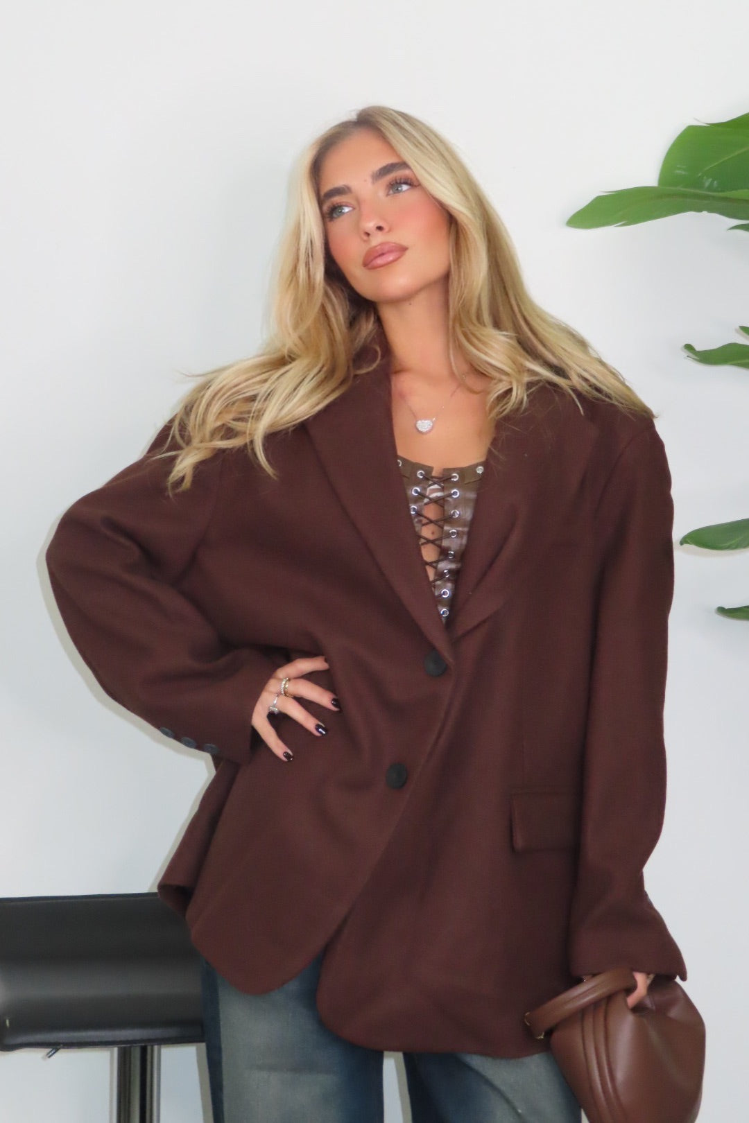 Blazer Coat marrone e nero