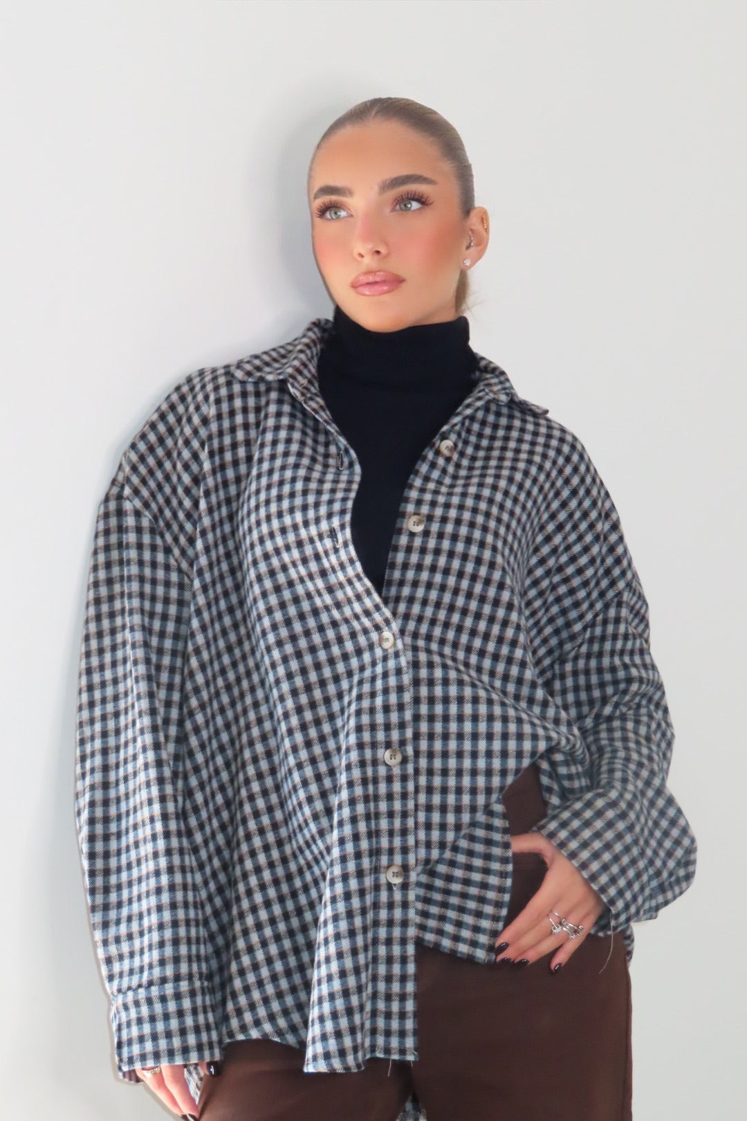 Maxi Camicione quadri spalline blu e Verde