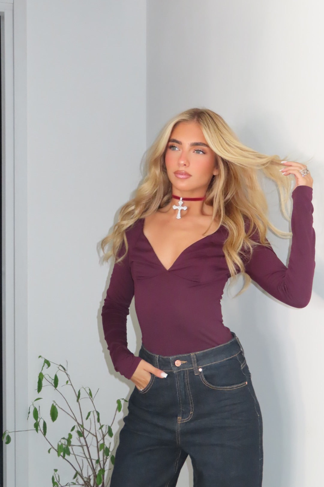 Maglia Elys Bordeaux marrone nero