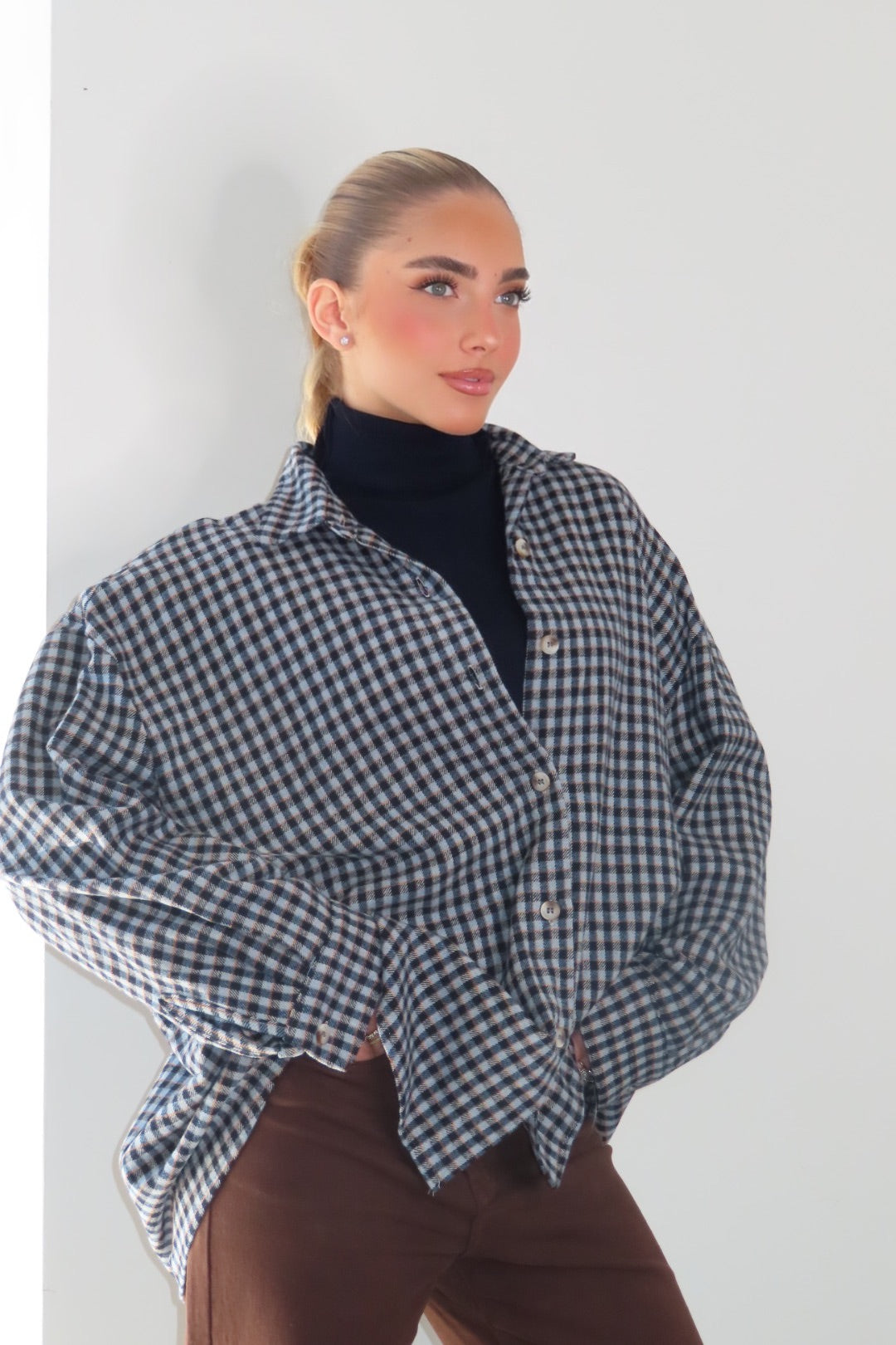 Maxi Camicione quadri spalline blu e Verde