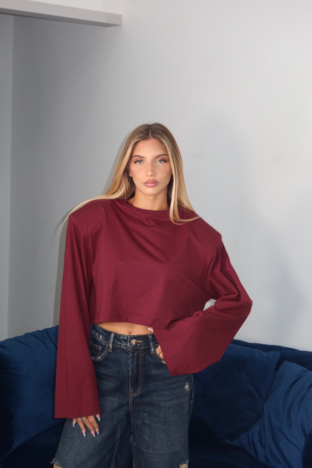 Longsleeve crop spalline