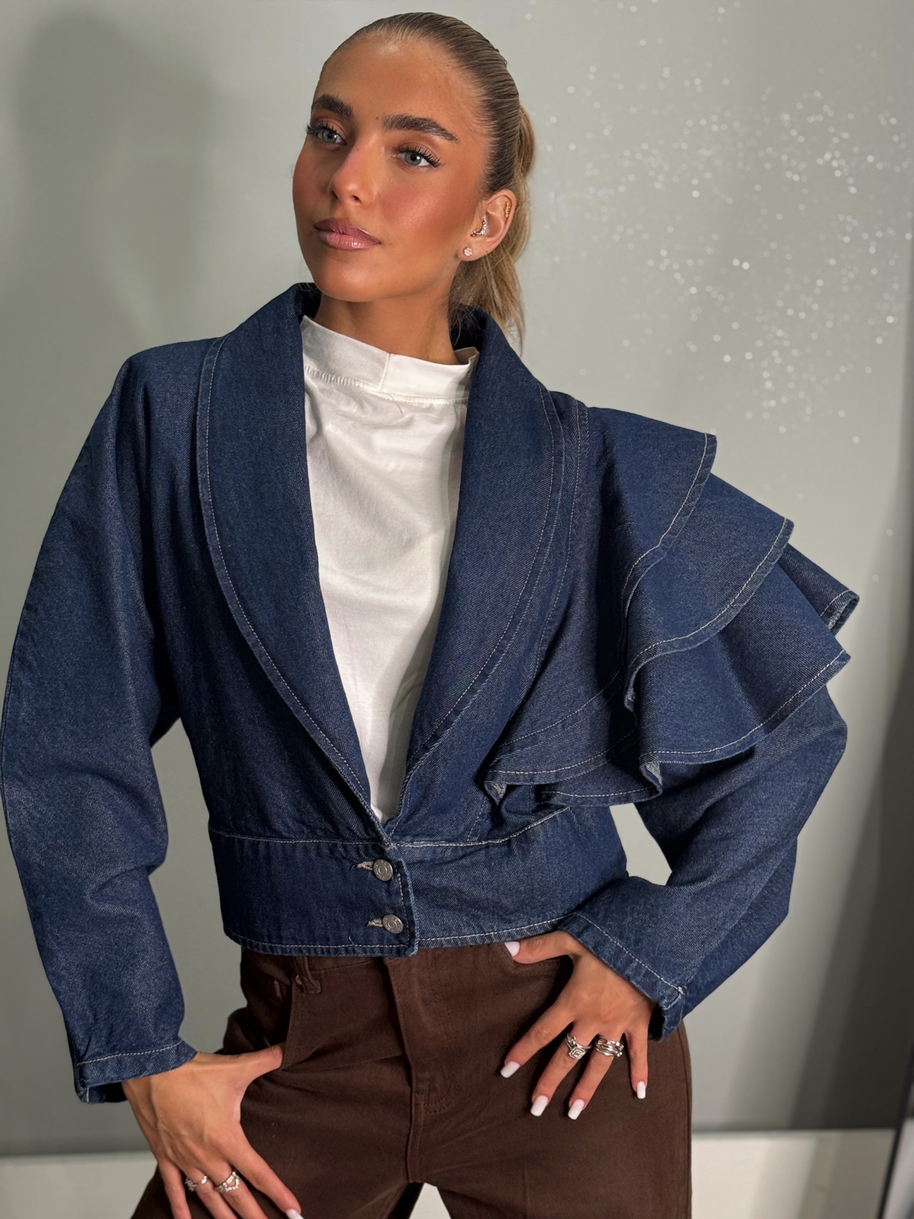 Giacca in Denim Rouches