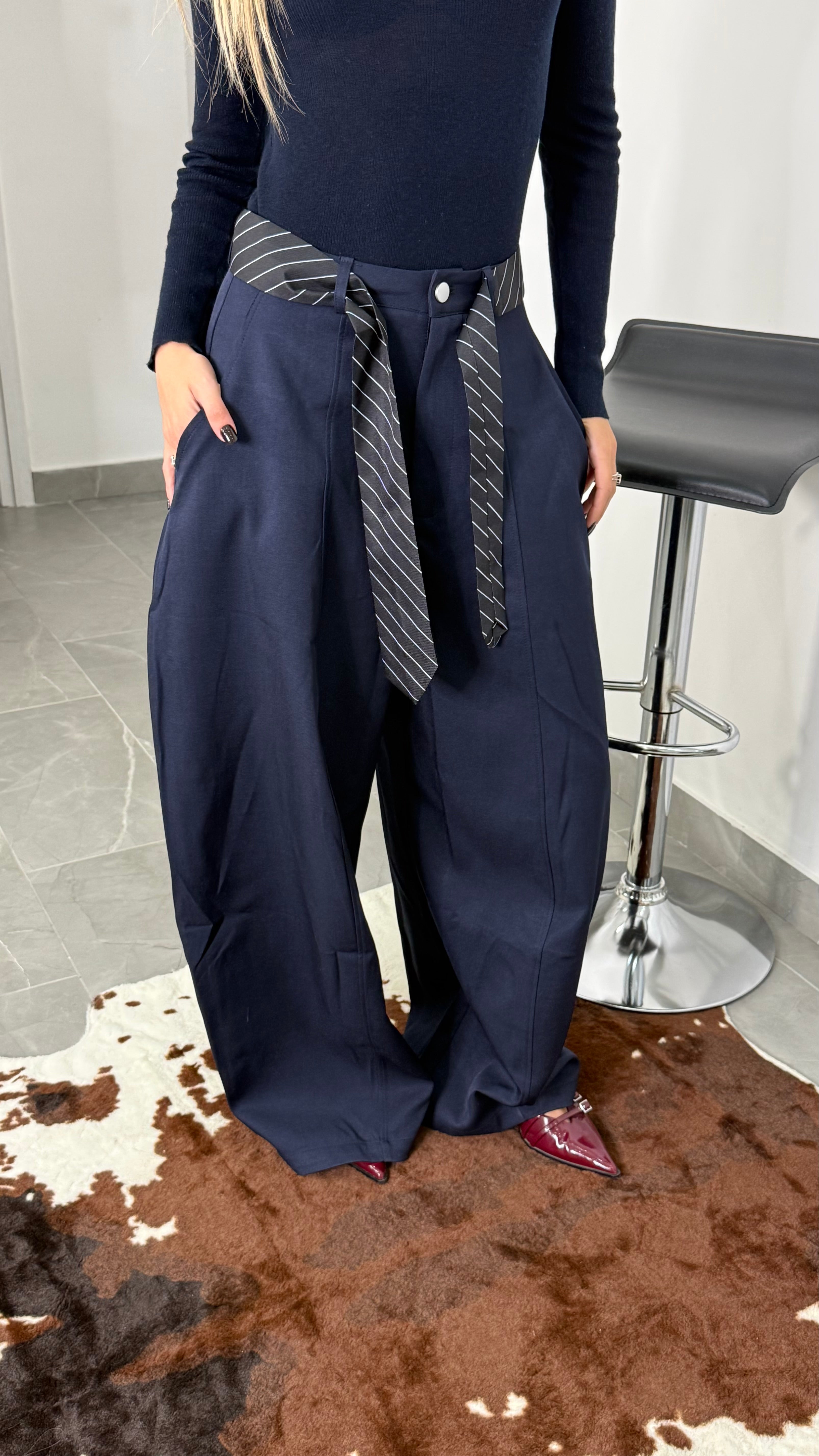 Pantalone Cravatta Blu balloon