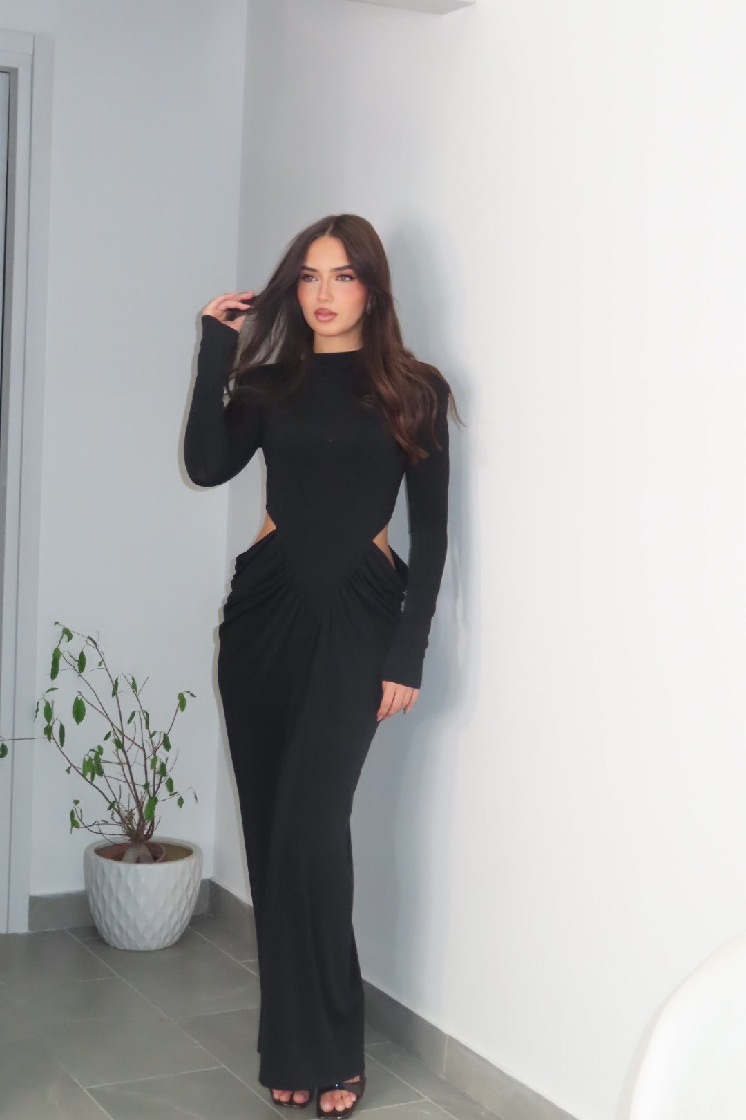 Maxi Dress Natalie marrone bordeaux nero