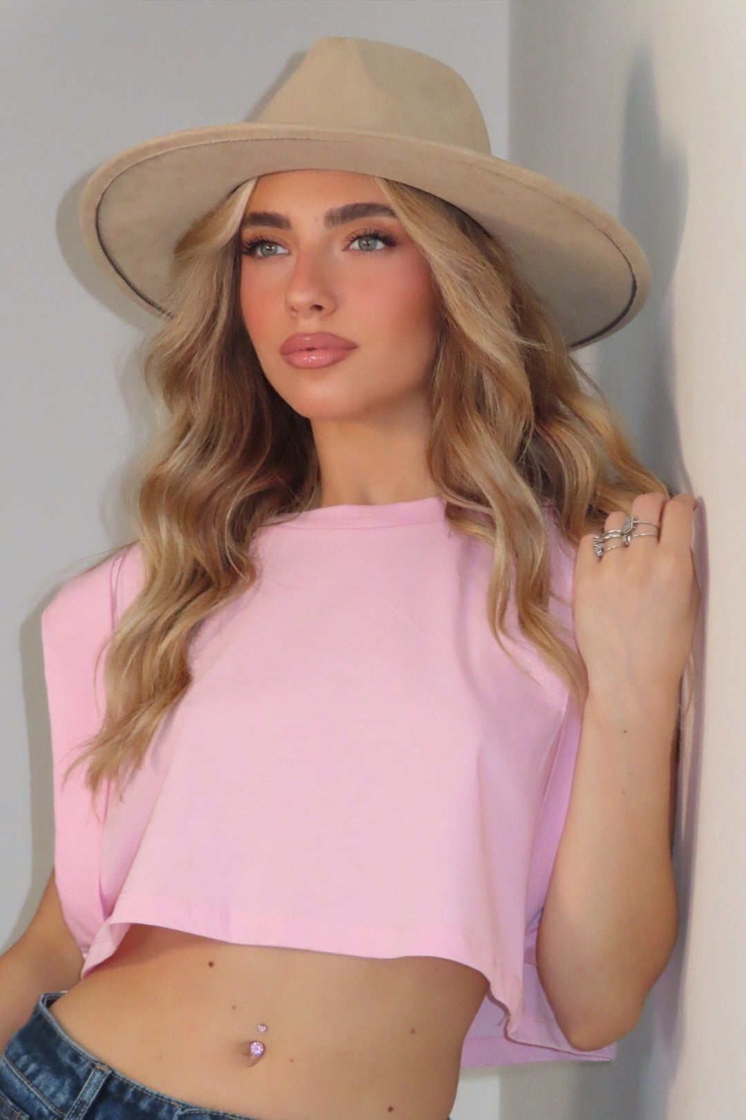 T-Shirt BASIC Crop pink