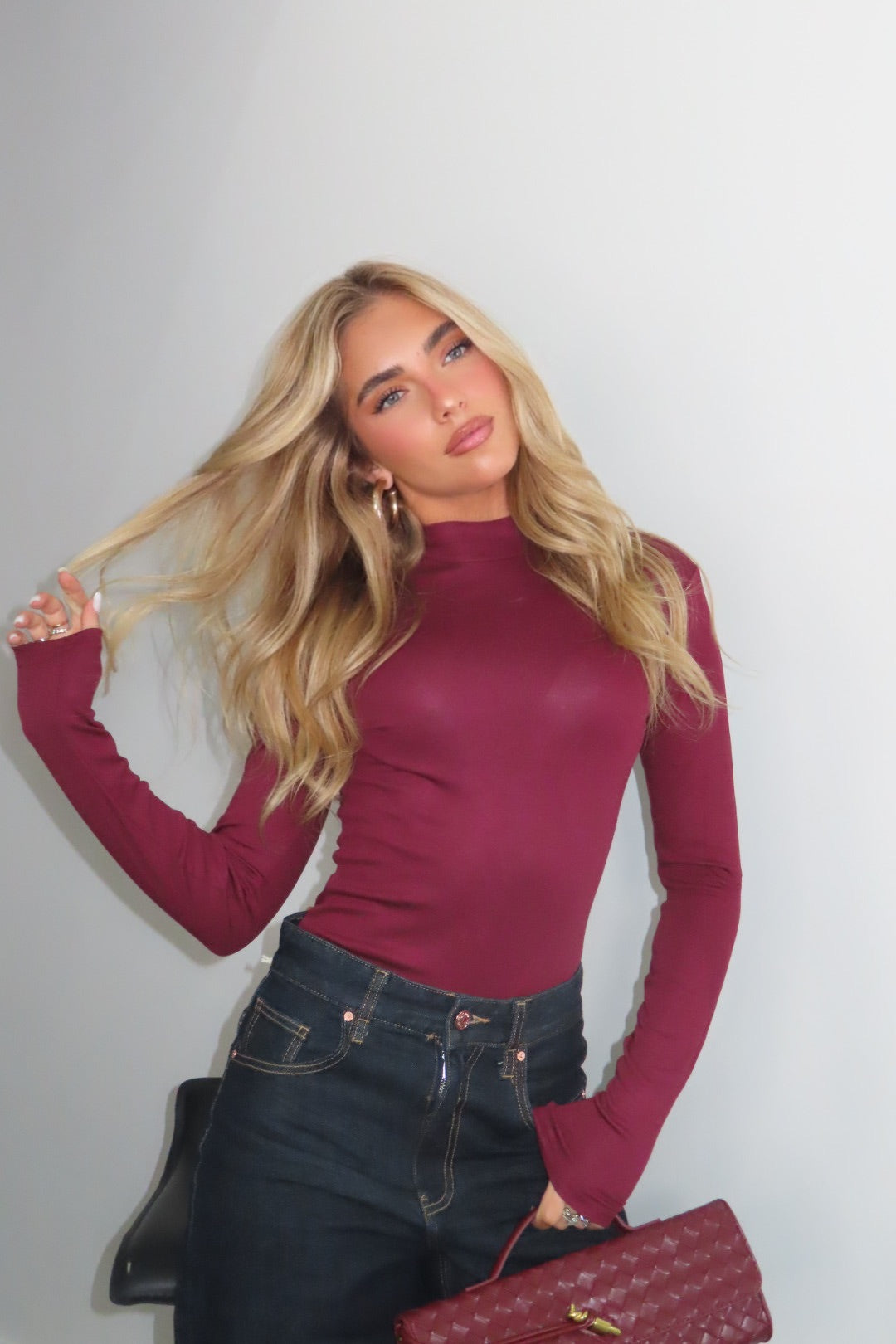 Body Essenziale Collo alto marrone panna bordeaux nero