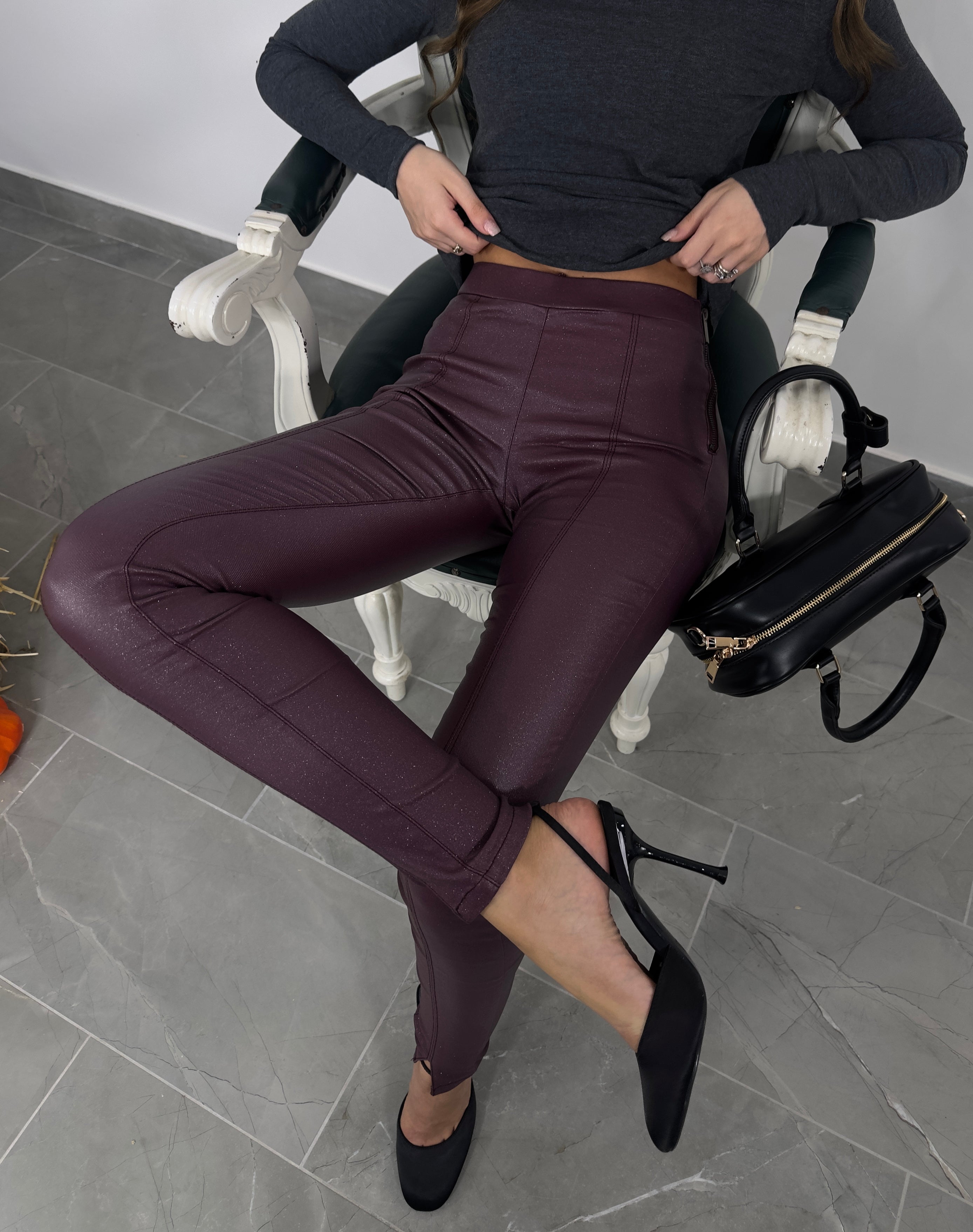 Panta/Leggins Wine lurex