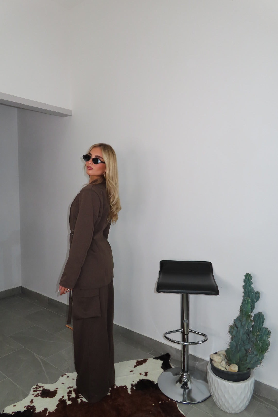 Tailleur City Marrone Fango Bordeaux Nero