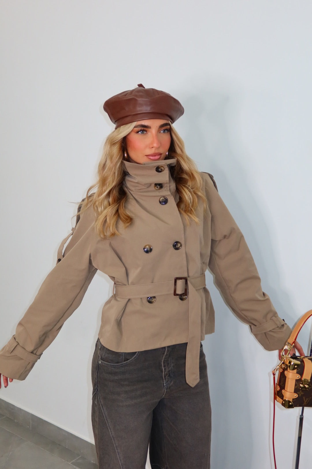 Trench storm nero beige verde e marrone
