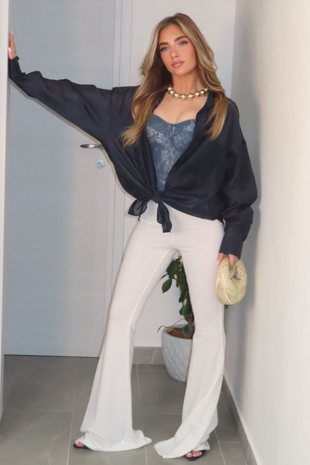Pantalone zampa Bianco