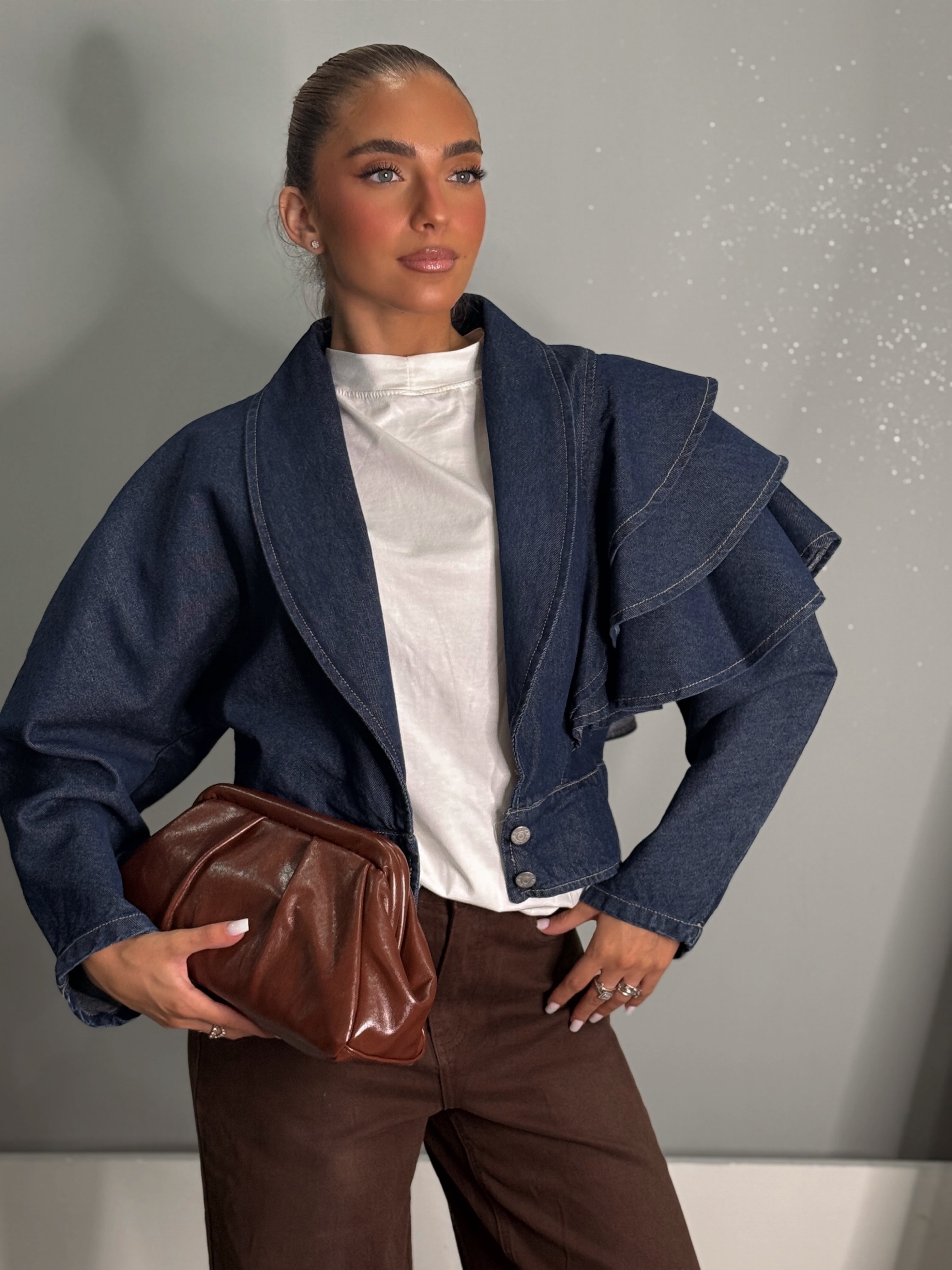 Giacca in Denim Rouches