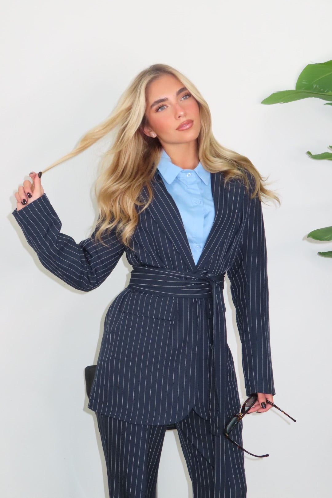 Tailleur Serena Gessato bordeaux e blu