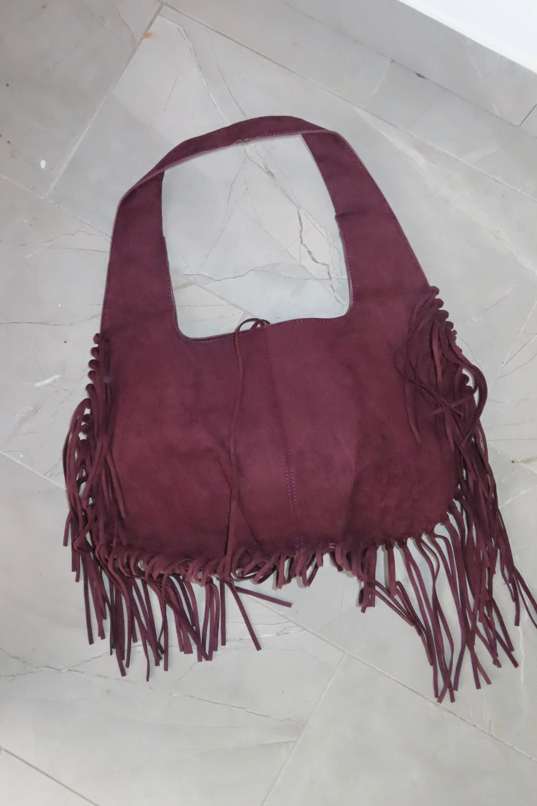 Borsa grande frange Marrone e Bordeaux