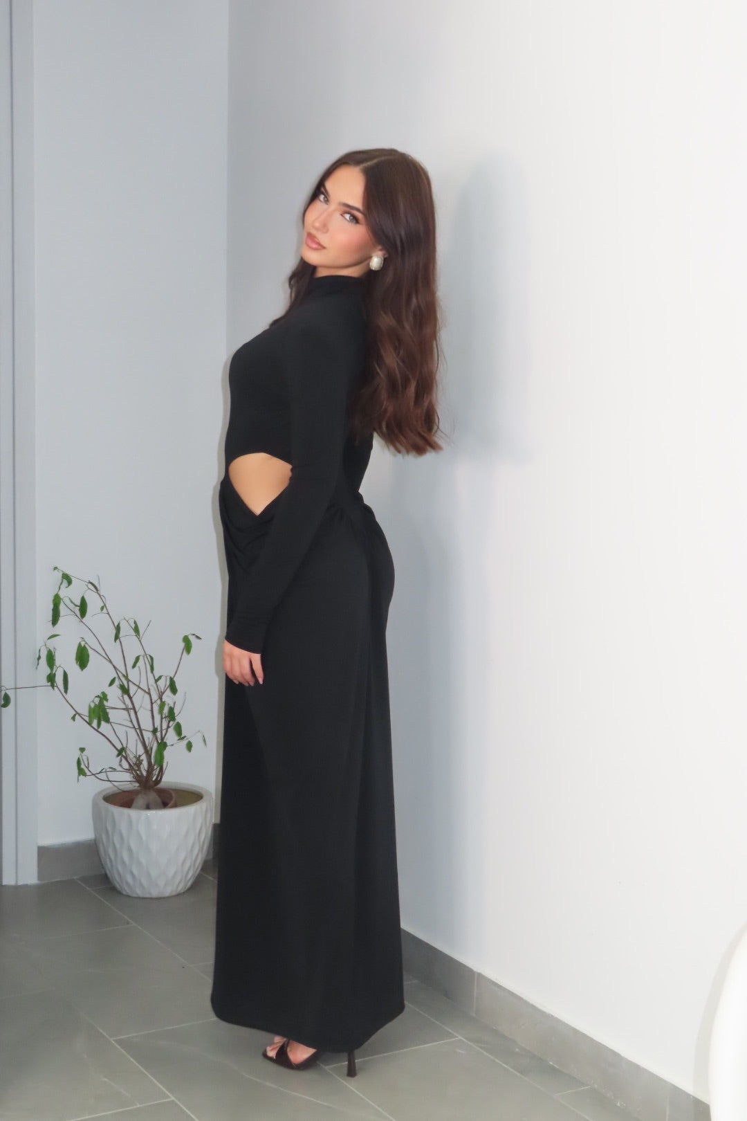 Maxi Dress Natalie marrone bordeaux nero