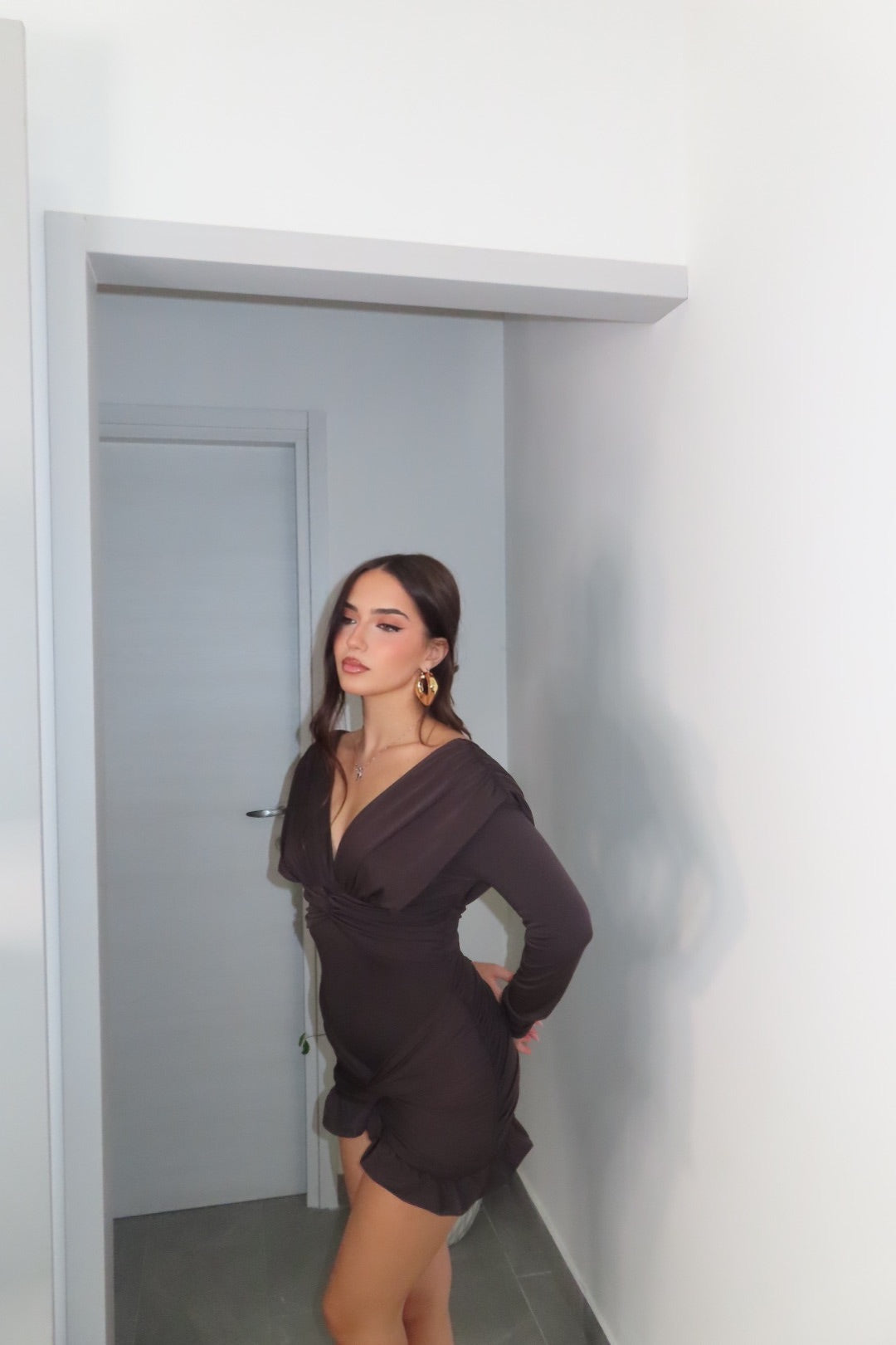 Mini Dress Julieta Marrone Bordeaux Nero