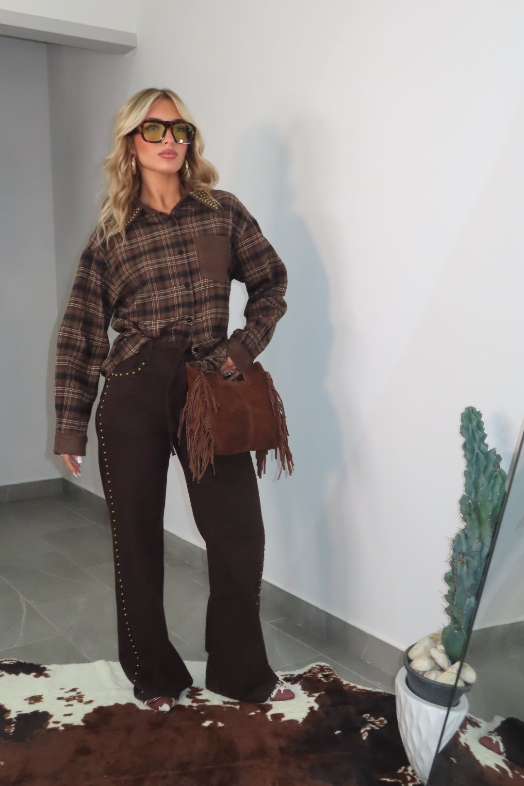 Camicia quadri Borchiette