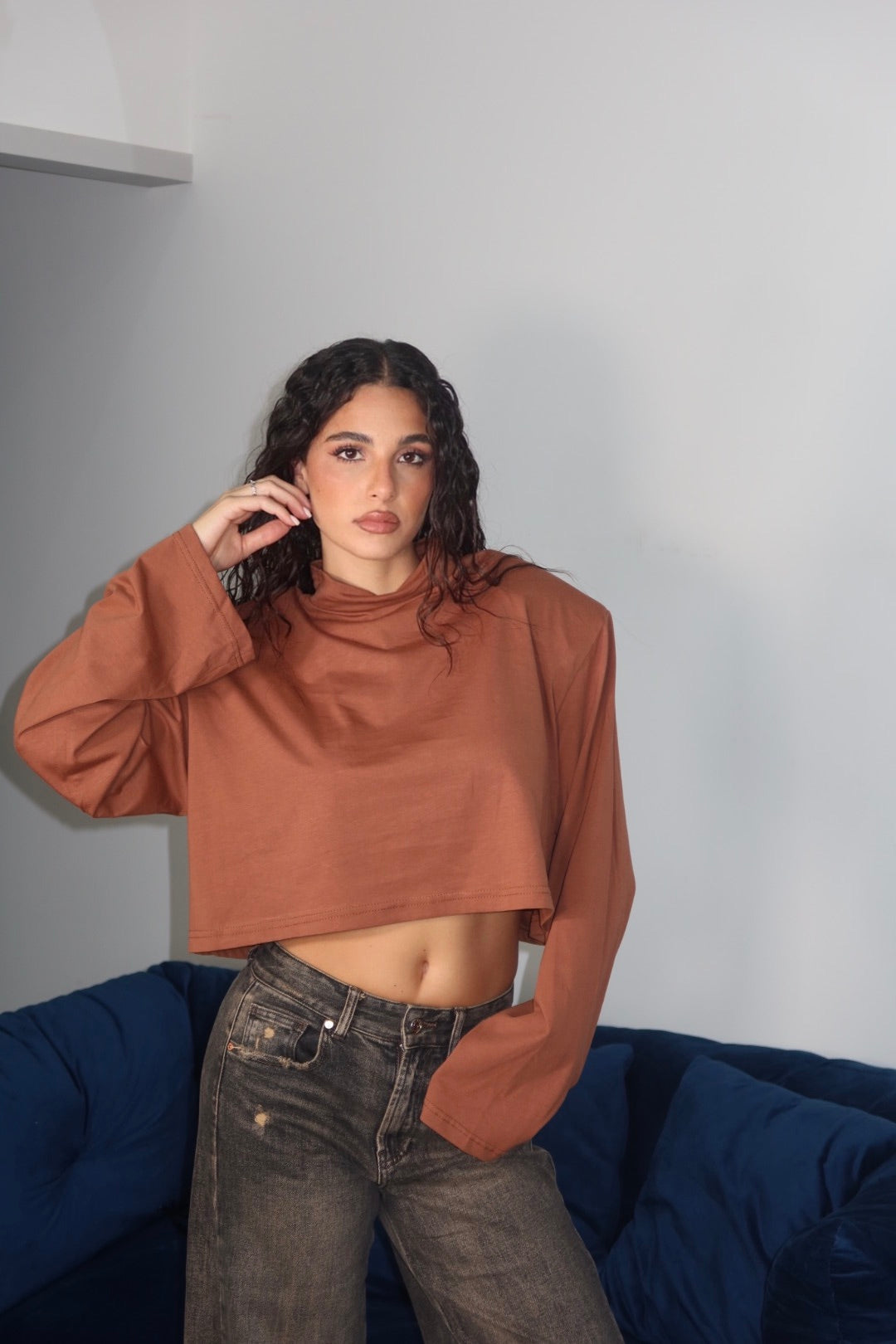 Longsleeve crop spalline