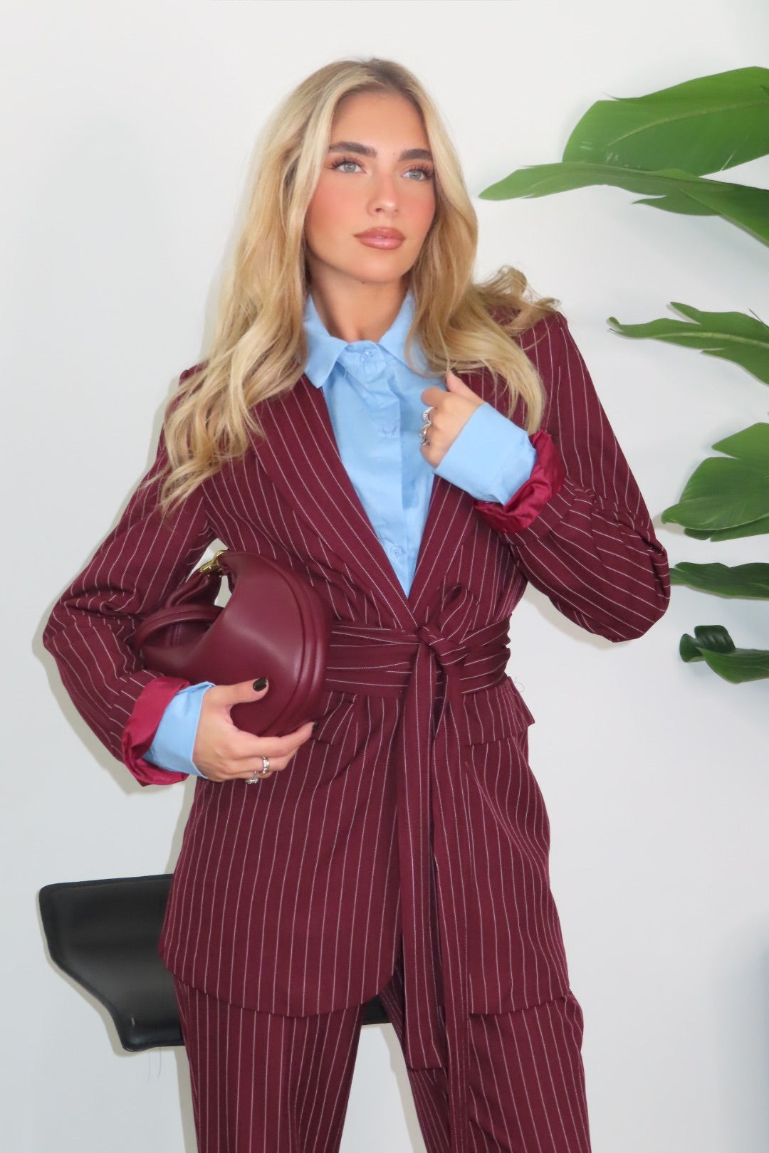Tailleur Serena Gessato bordeaux e blu