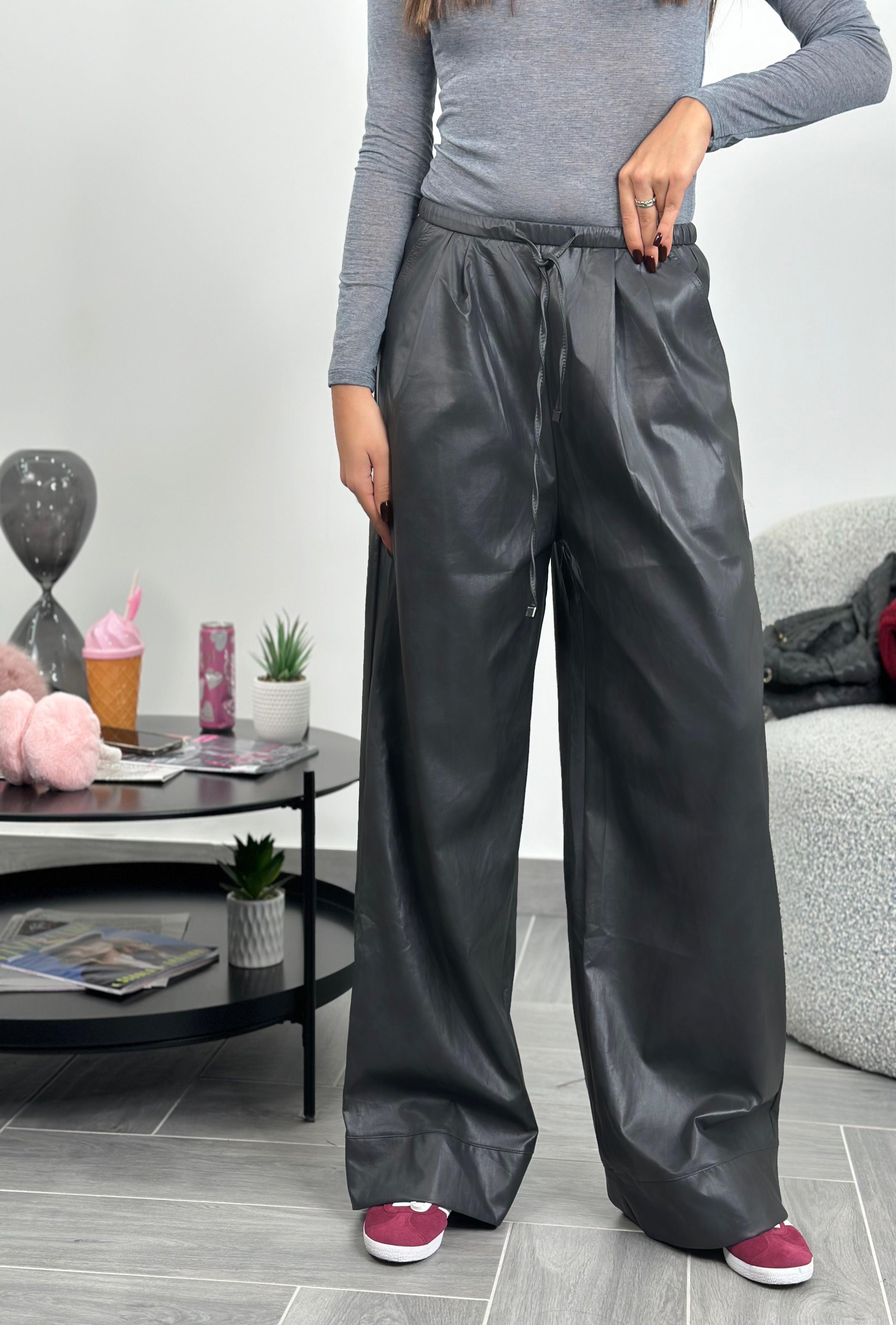 Pant In ecopelle Grey