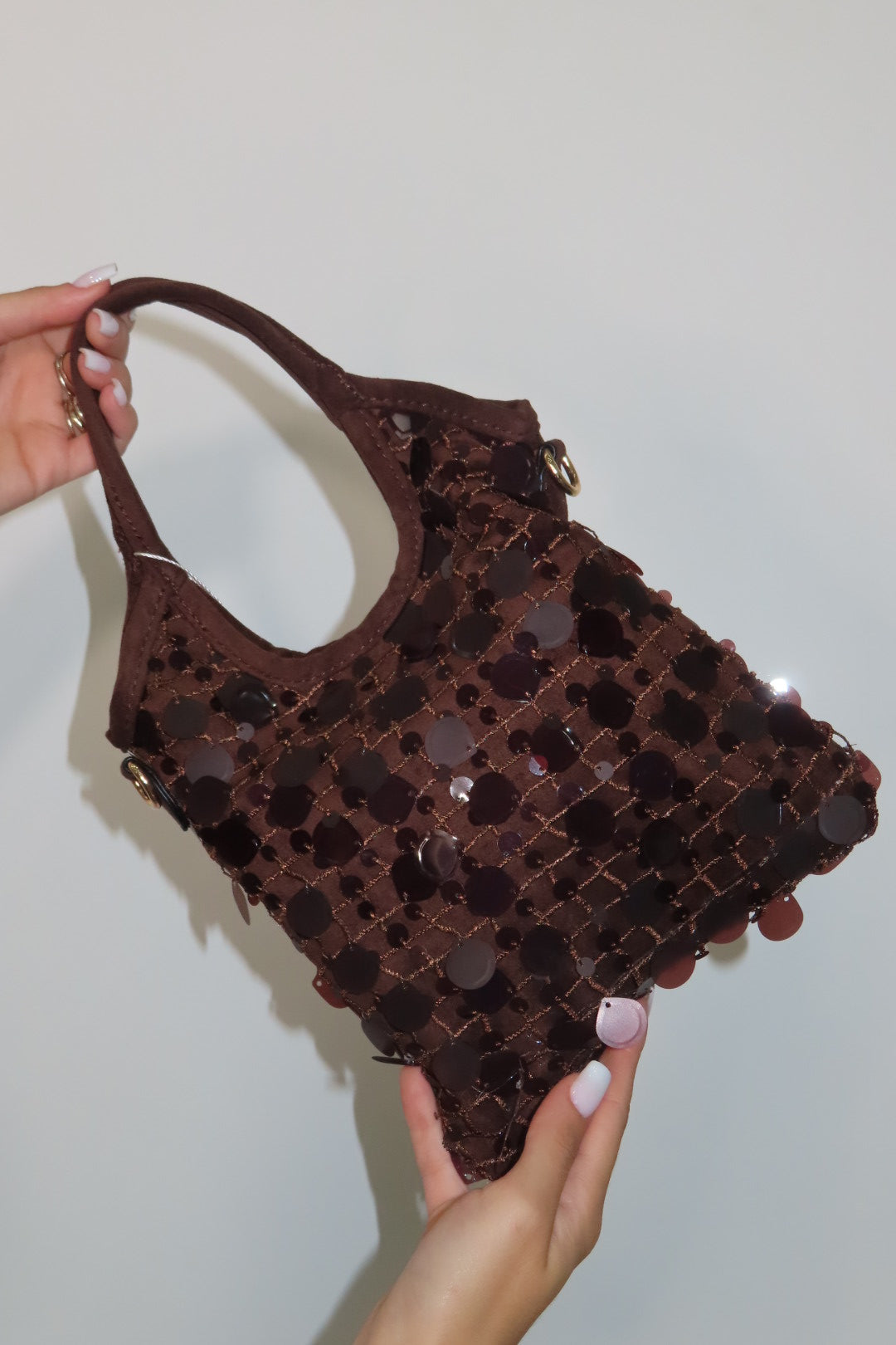 Mini Bag Pag Paillettes Marrone Bordeaux Nera